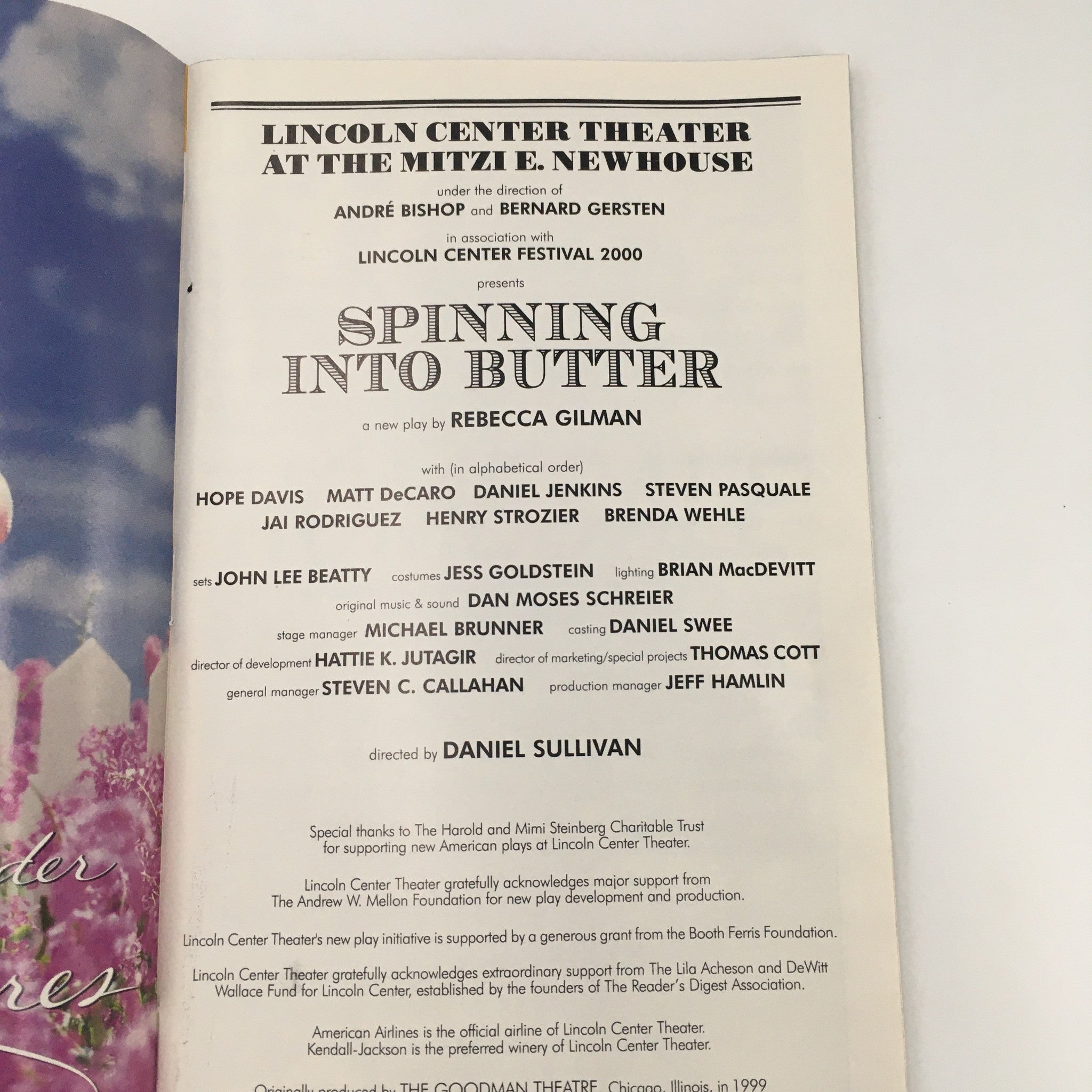 2000 Playbill Lincoln Center Theater 'Spinning Into Butter' Steven Pasquale