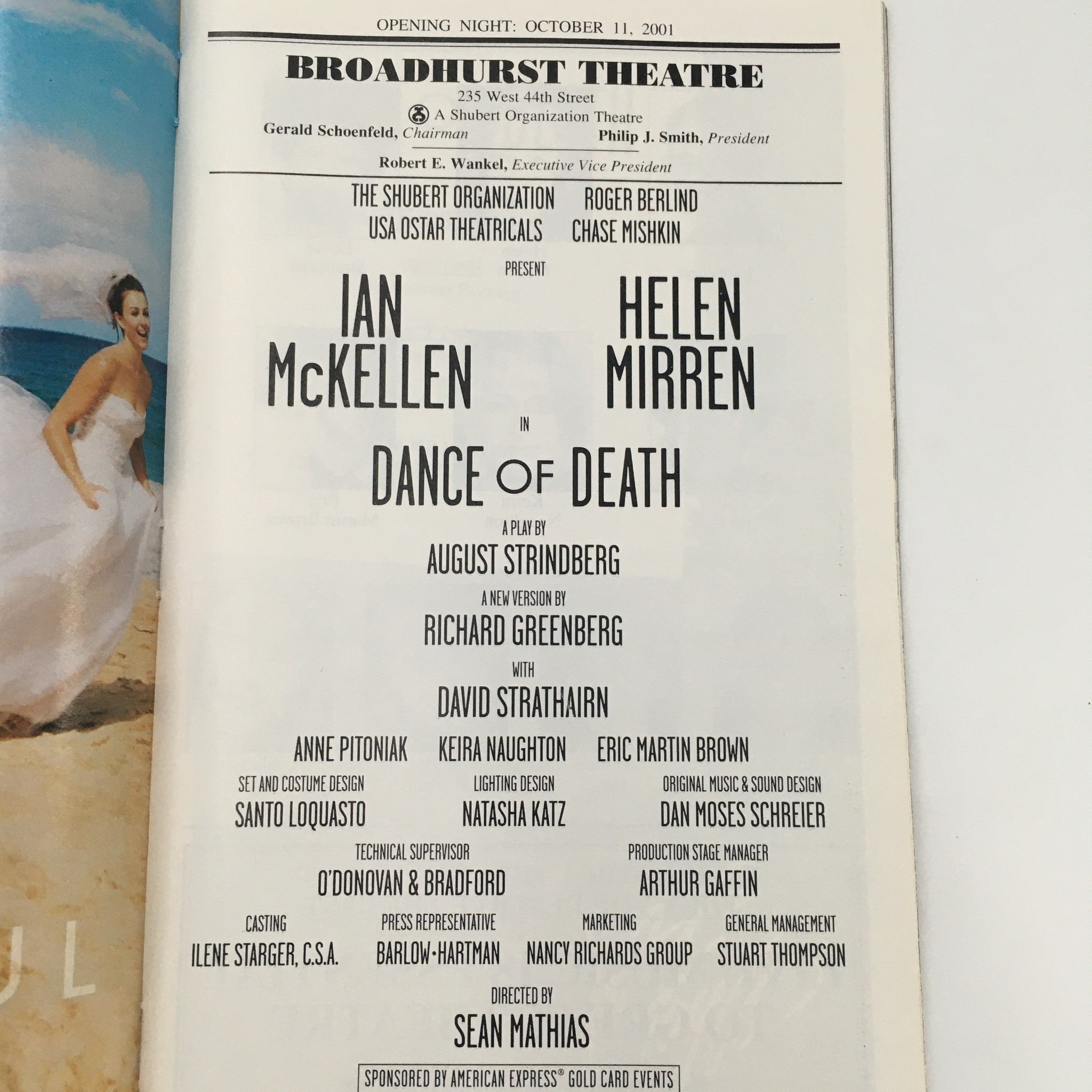 2001 Playbill Broadhurst Theatre 'Dance of Death' Ian McKellen and Helen Mirren