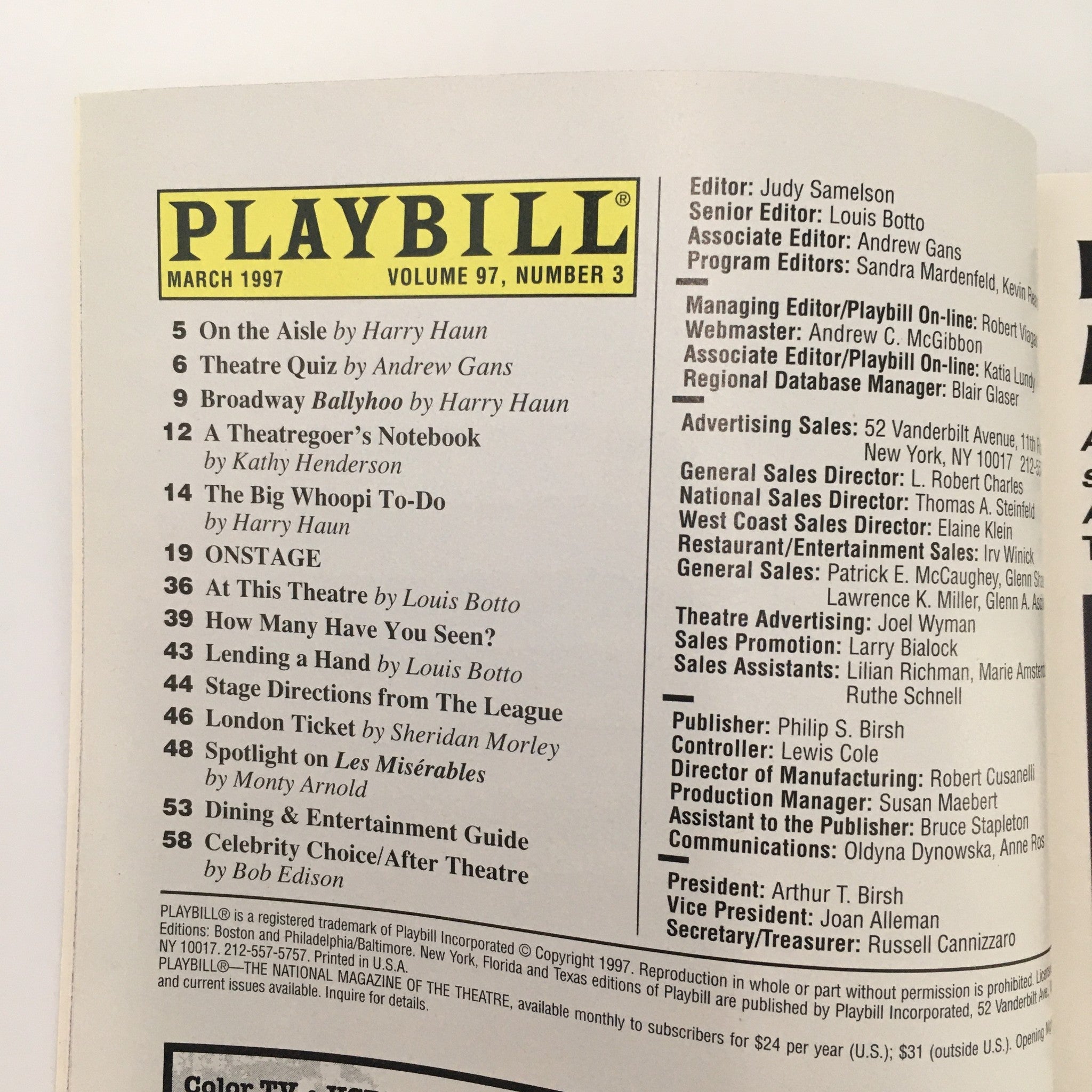 1997 Playbill Manhattan Theatre Club 'Dealer's Choice' Ritchie Coster