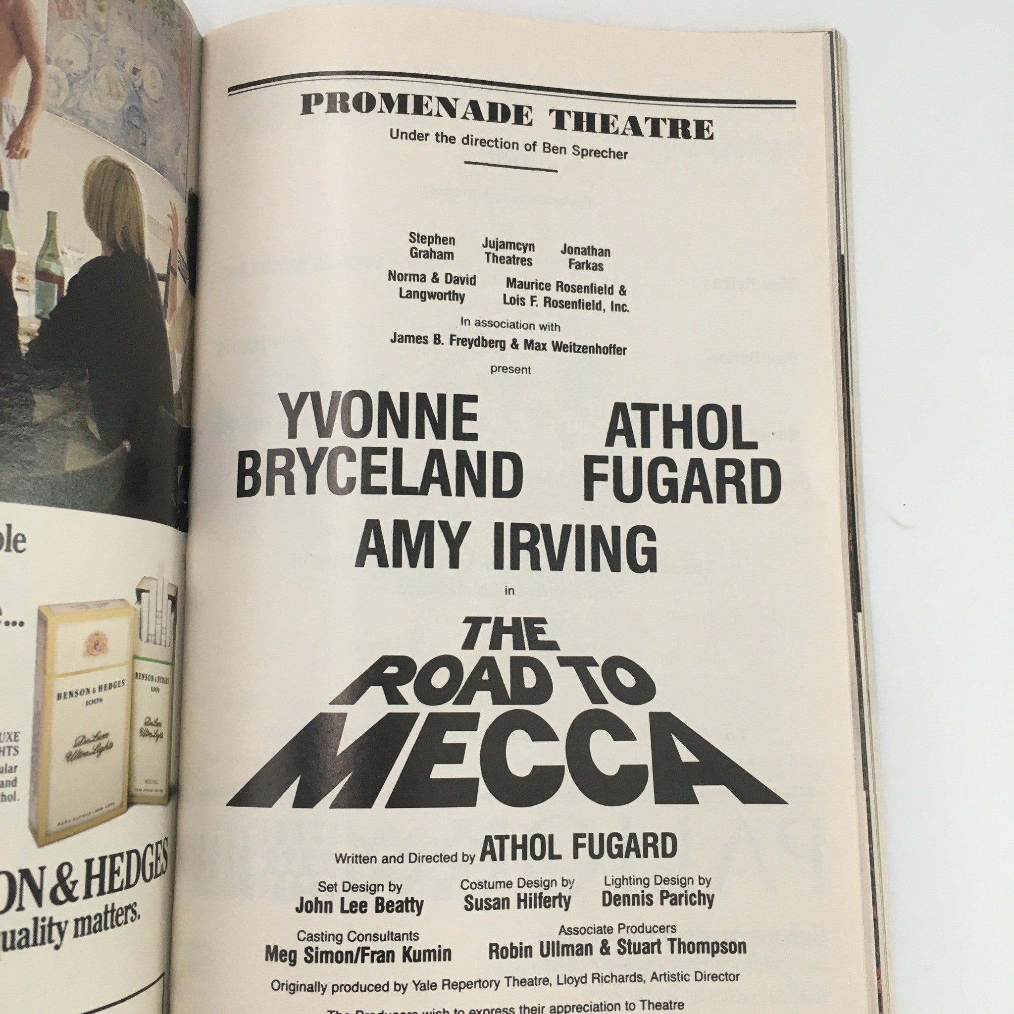 1988 Playbill Promenade Theatre 'The Road to Mecca' Yvonne Bryceland, Amy Irving