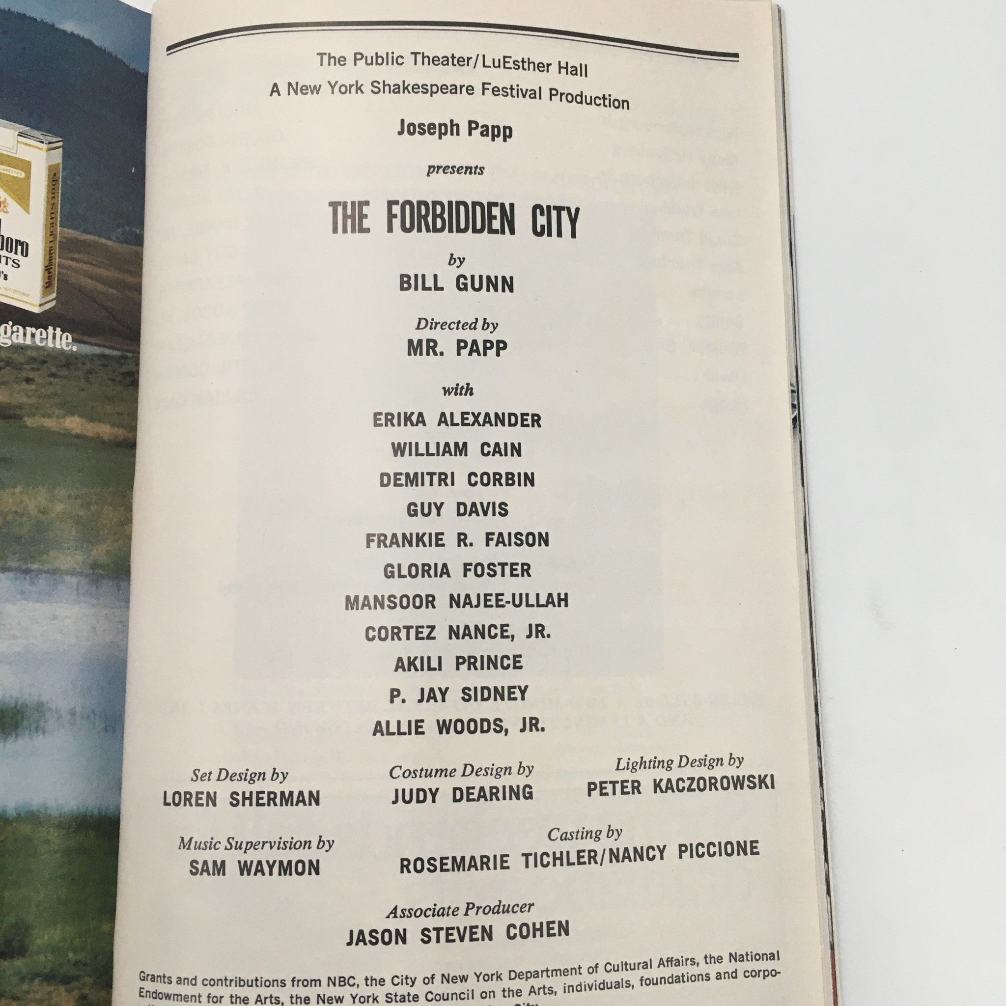 1989 Playbill The Public Theatre 'The Forbidden City' Erika Alexander, Guy Davis