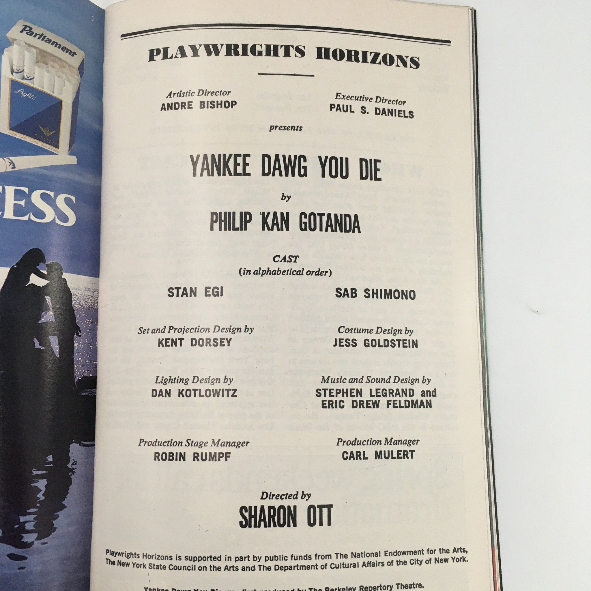 1989 Playbill Playwrights Horizons 'Yankee Dawg You Die' Stan Egi & Sab Shimono