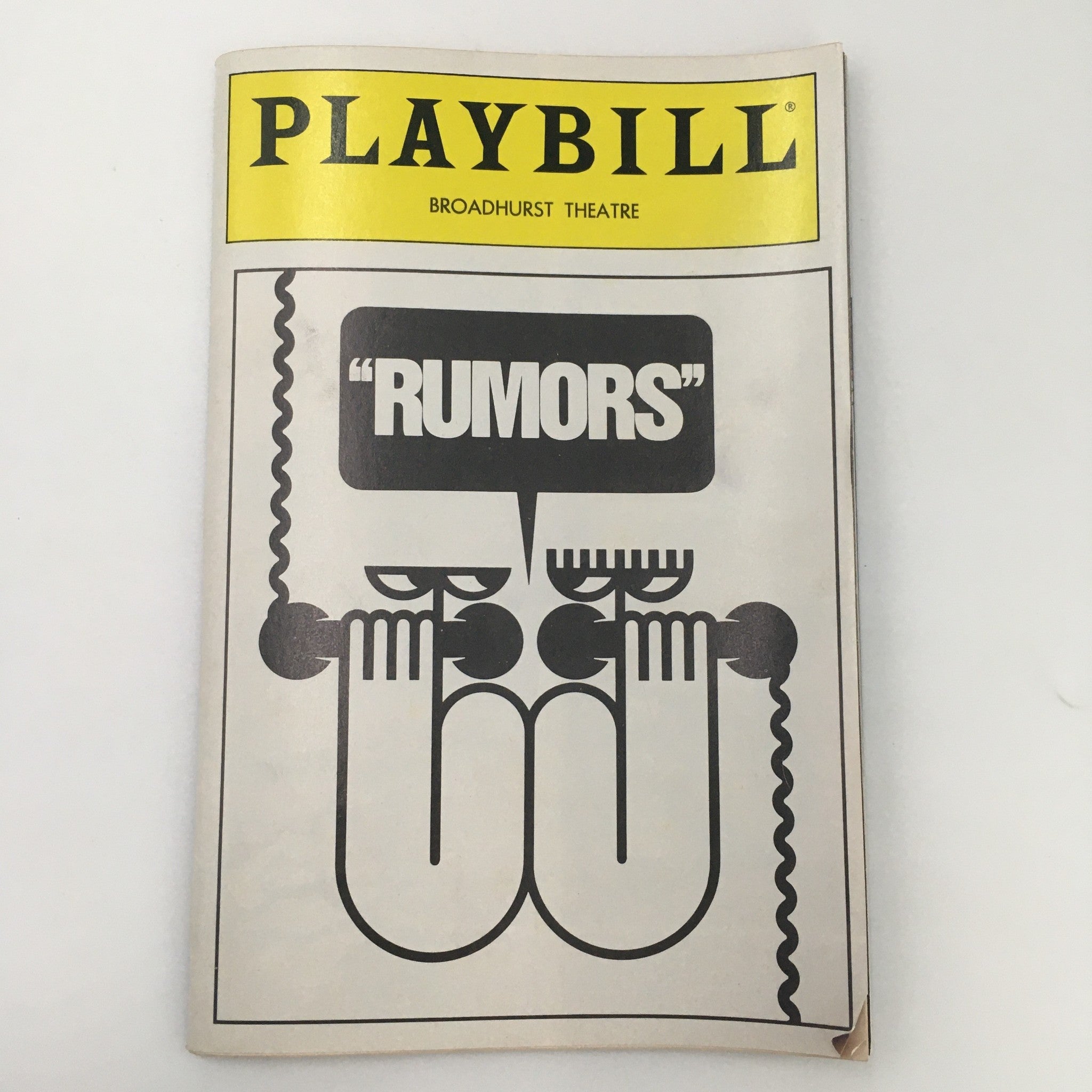 1989 Playbill Broadhurst Theater 'Rumors A Farce' Lisa Banes, Christine Baranski