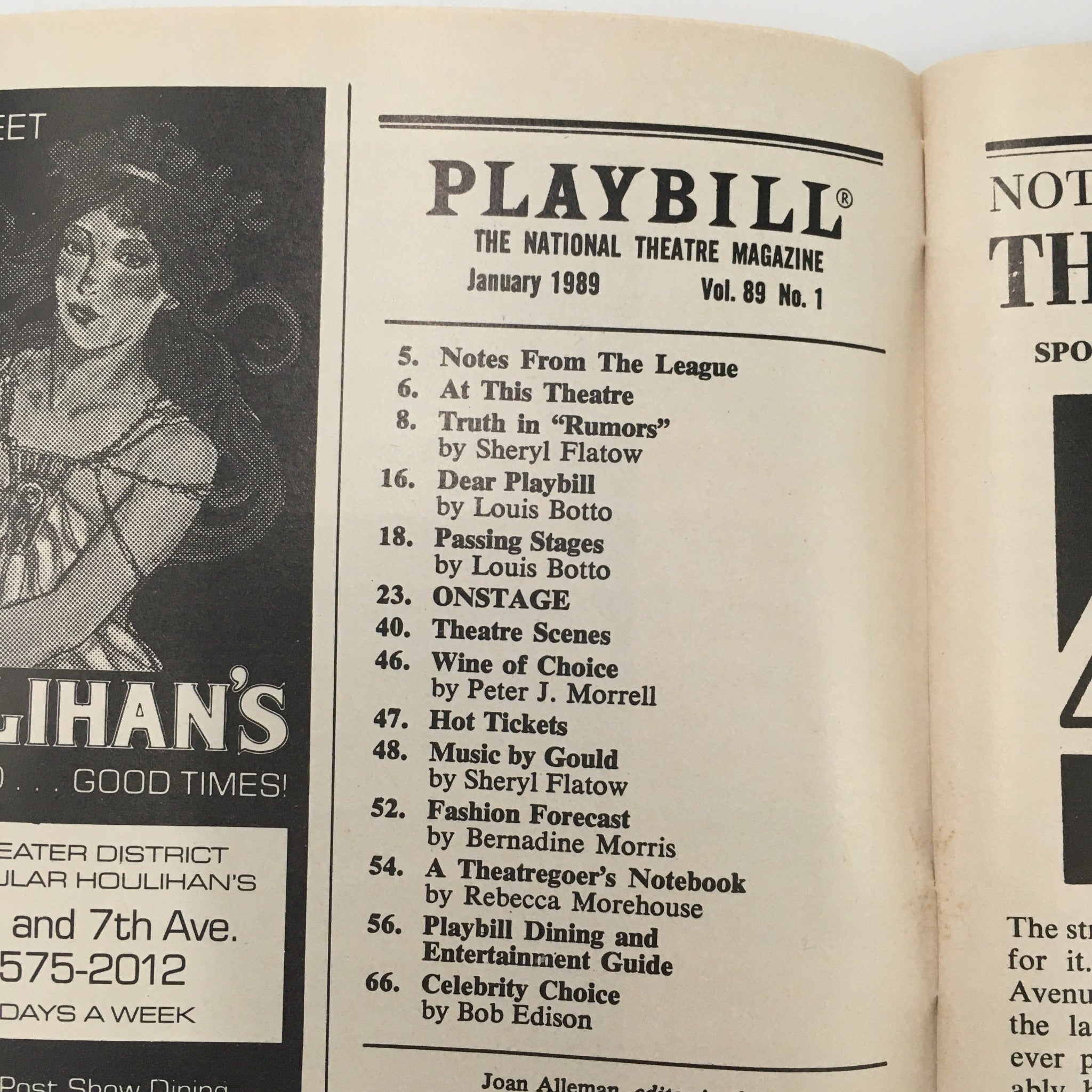 1989 Playbill Broadhurst Theater 'Rumors A Farce' Lisa Banes, Christine Baranski