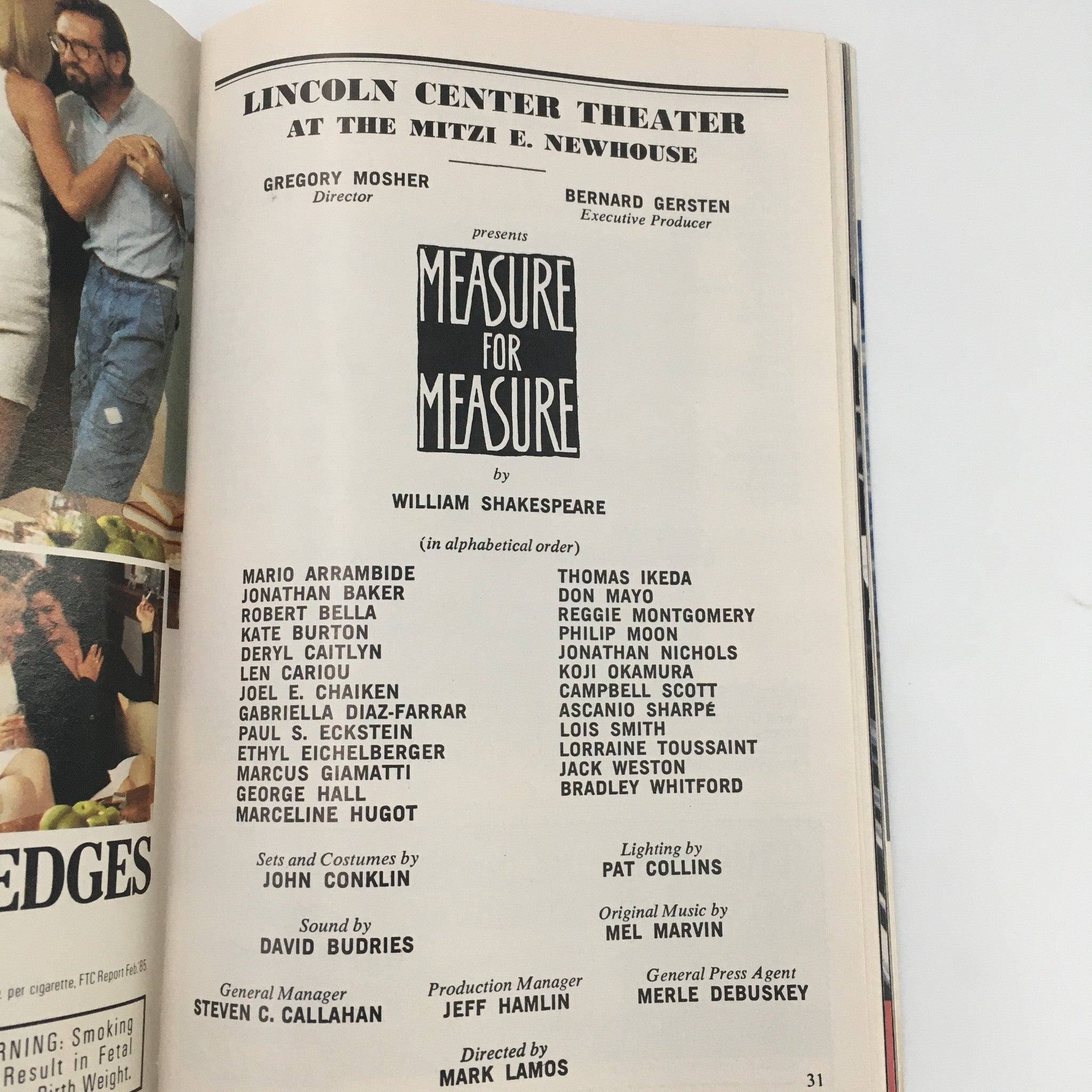 1989 Playbill Lincoln Center Theatre 'Measure for Measure' Mario Arrambide