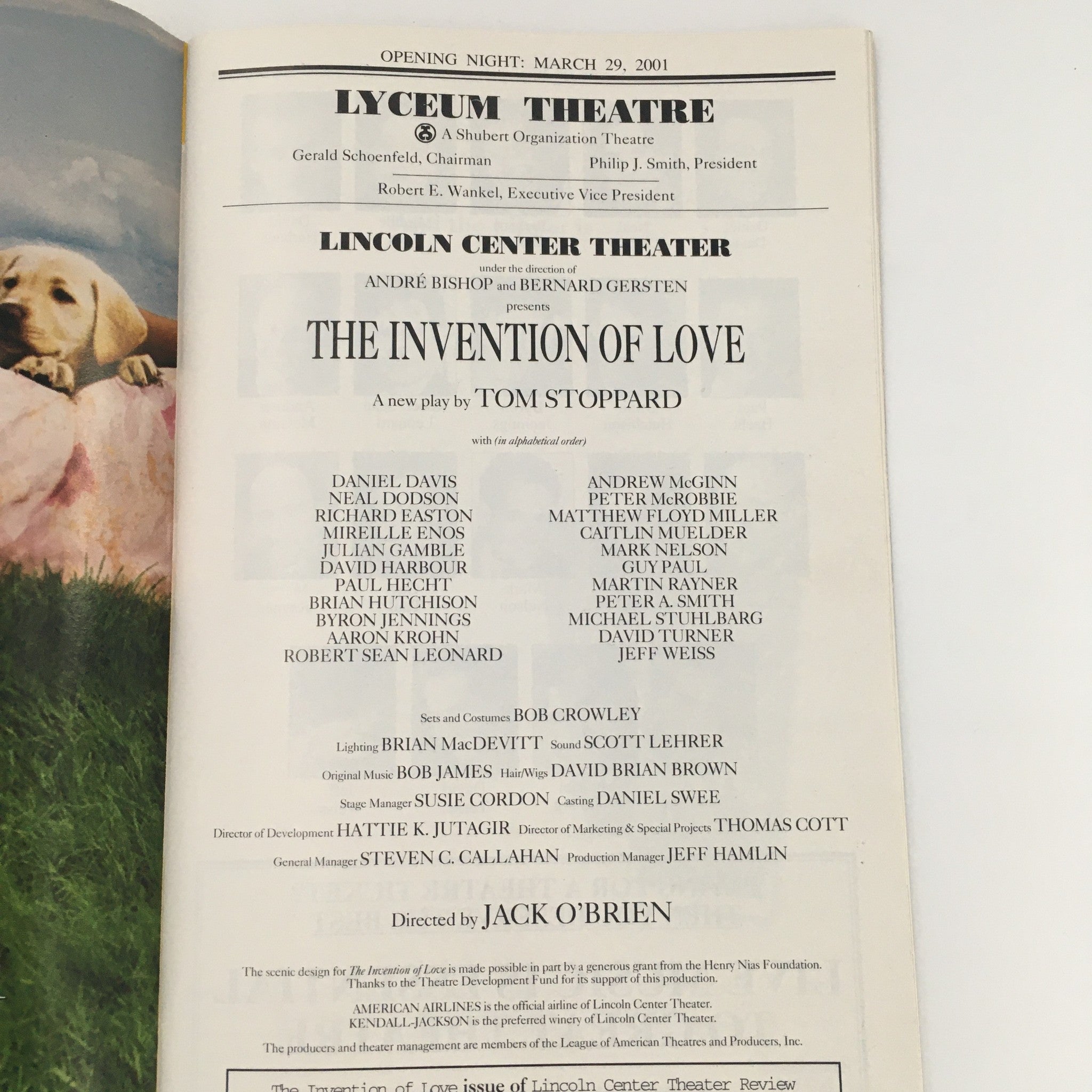 2001 Playbill Lyceum Theatre 'The Invention of Love' Daniel Davis, Neal Dodson