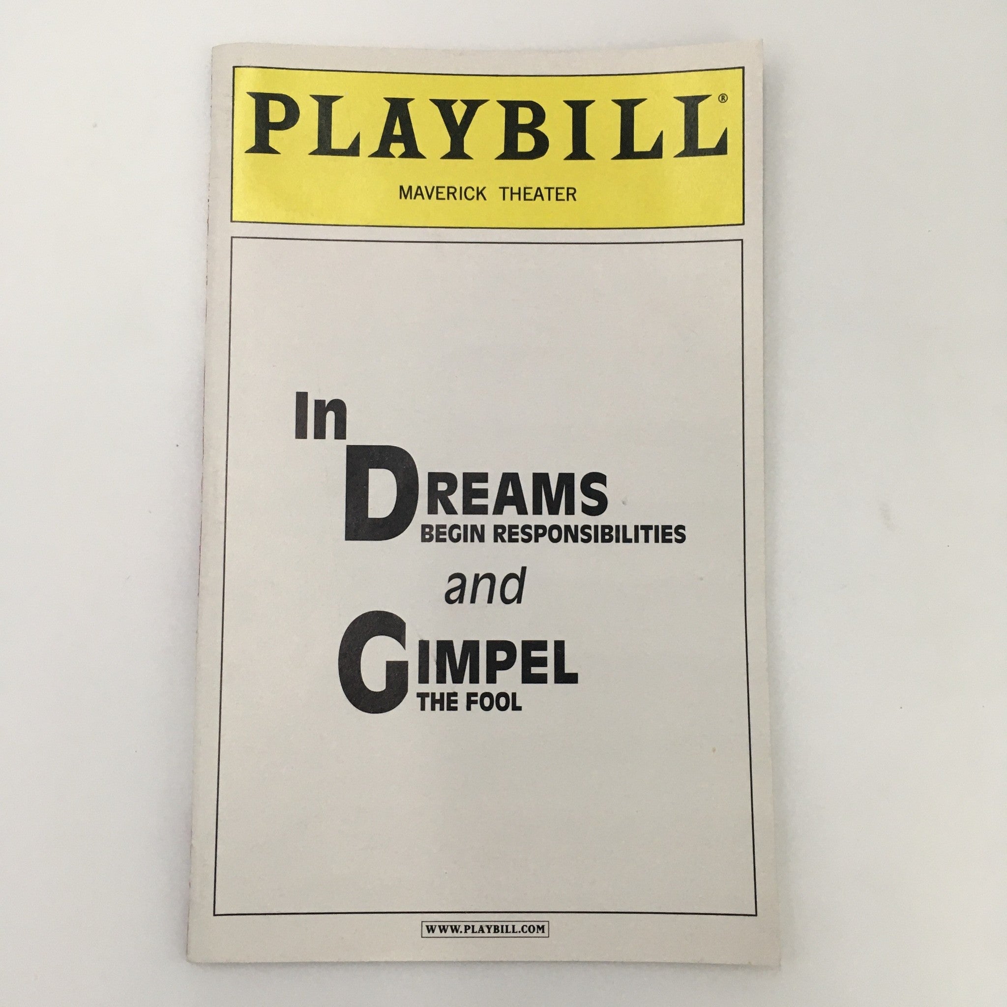 2001 Playbill Maverick Theater 'In Dreams and Gimpel' David Margulies