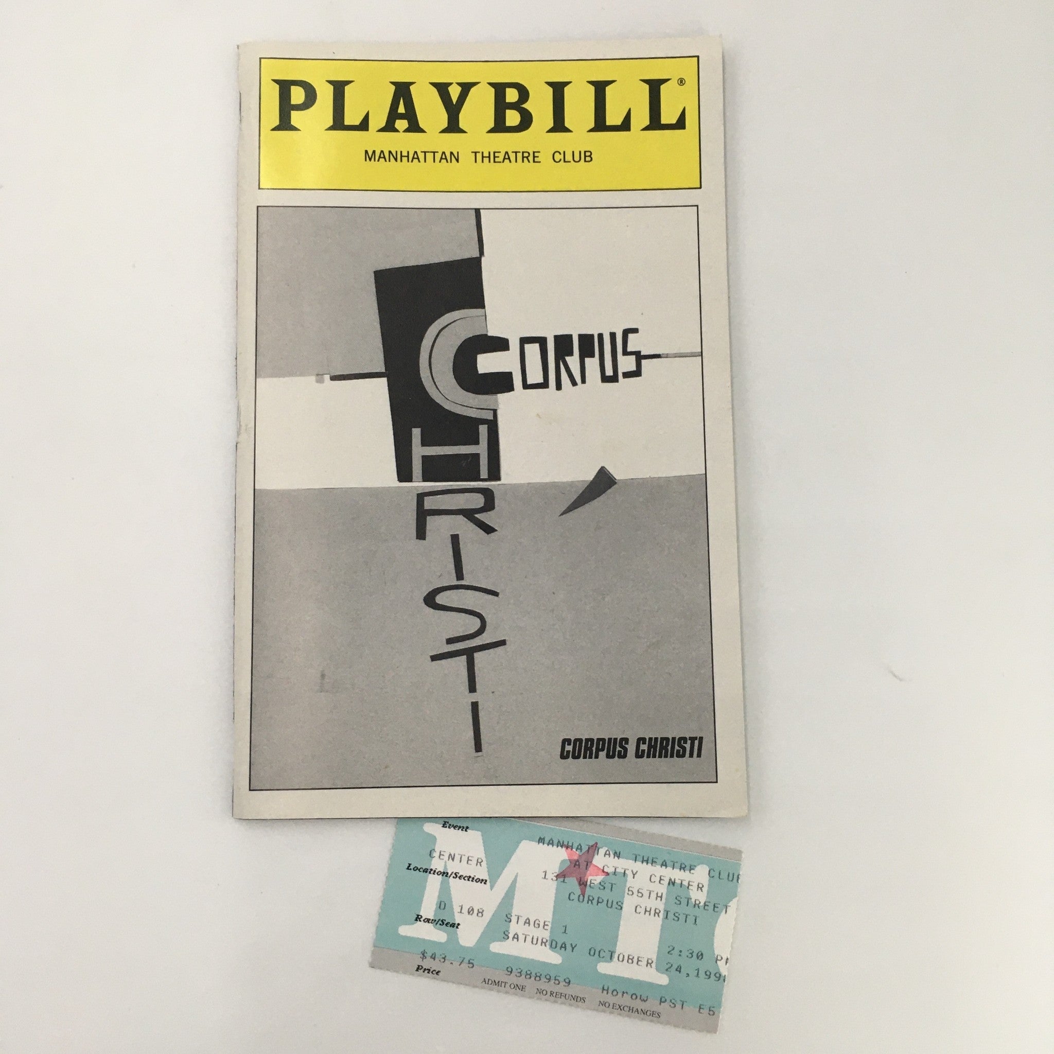 1998 Playbill Manhattan Theatre Club 'Corpus Christi' Sean Dugan, Michael Hall