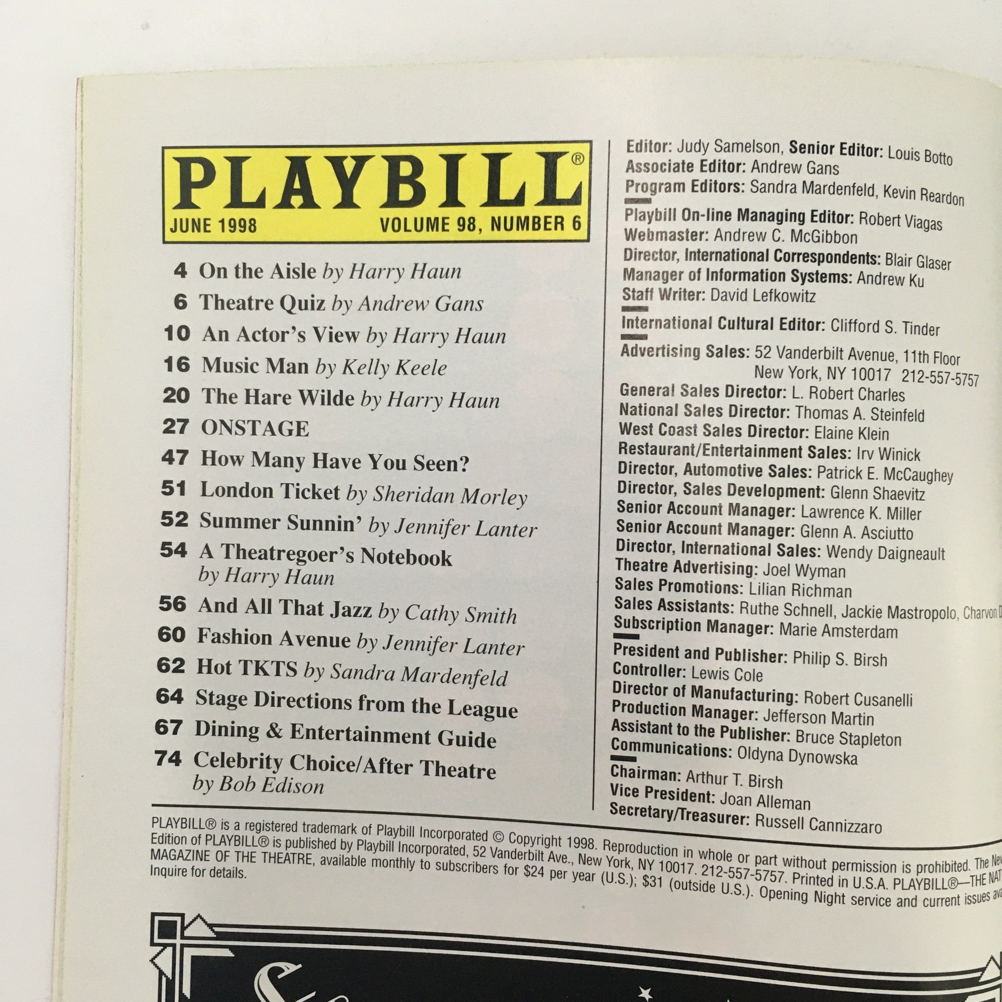 1998 Playbill Jewish Repertory Theatre 'The Fishkin Touch' Carolann Page