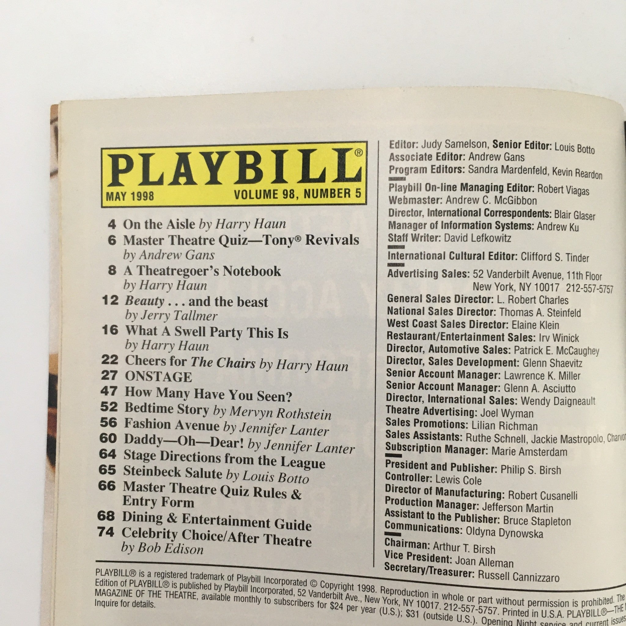 1998 Playbill Longacre Theatre 'Golden Child' Tsai Chin and Randall Dull Kim