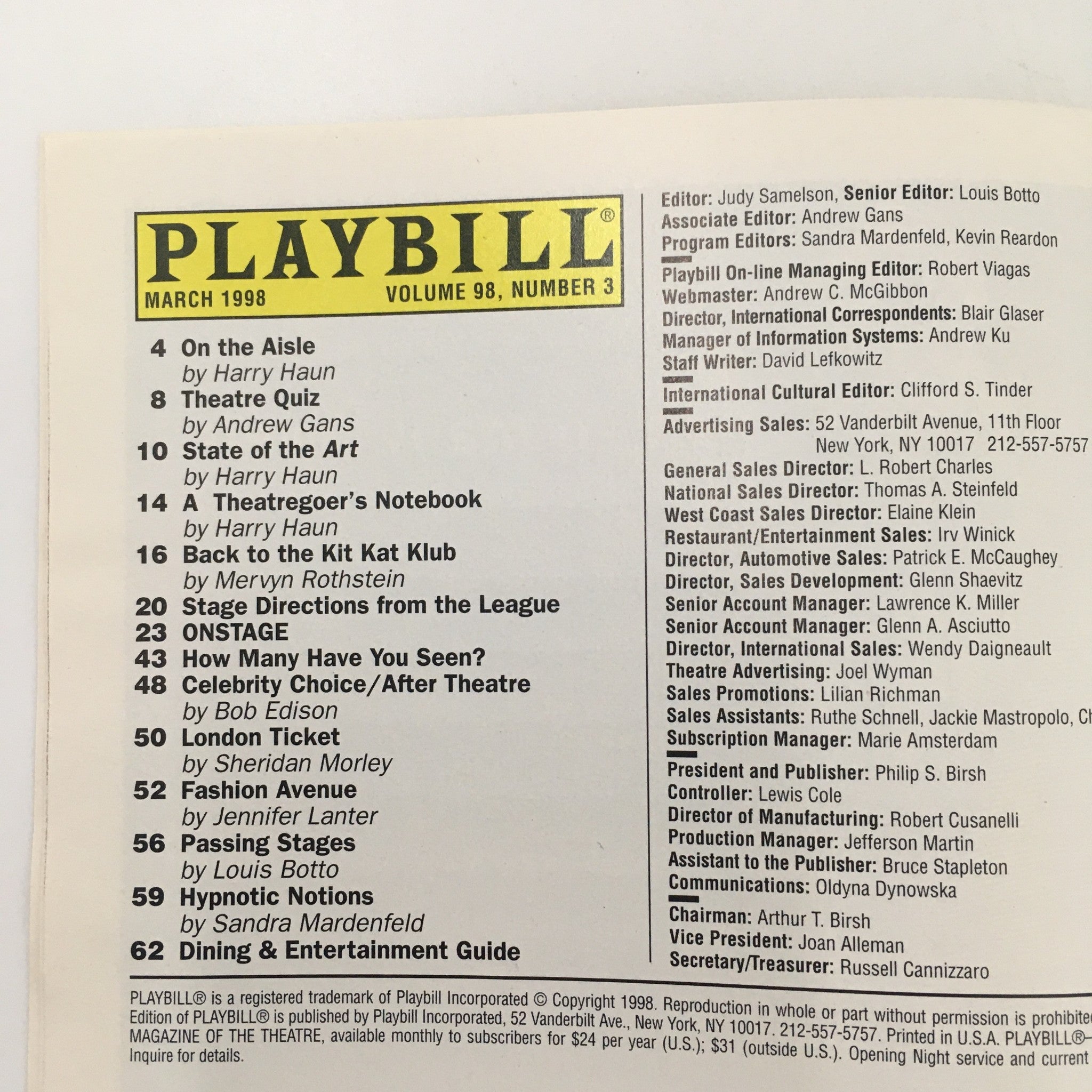 1998 Playbill Manhattan Theatre Club 'Mizlansky Zilinsky or Schmucks' Paul Sand