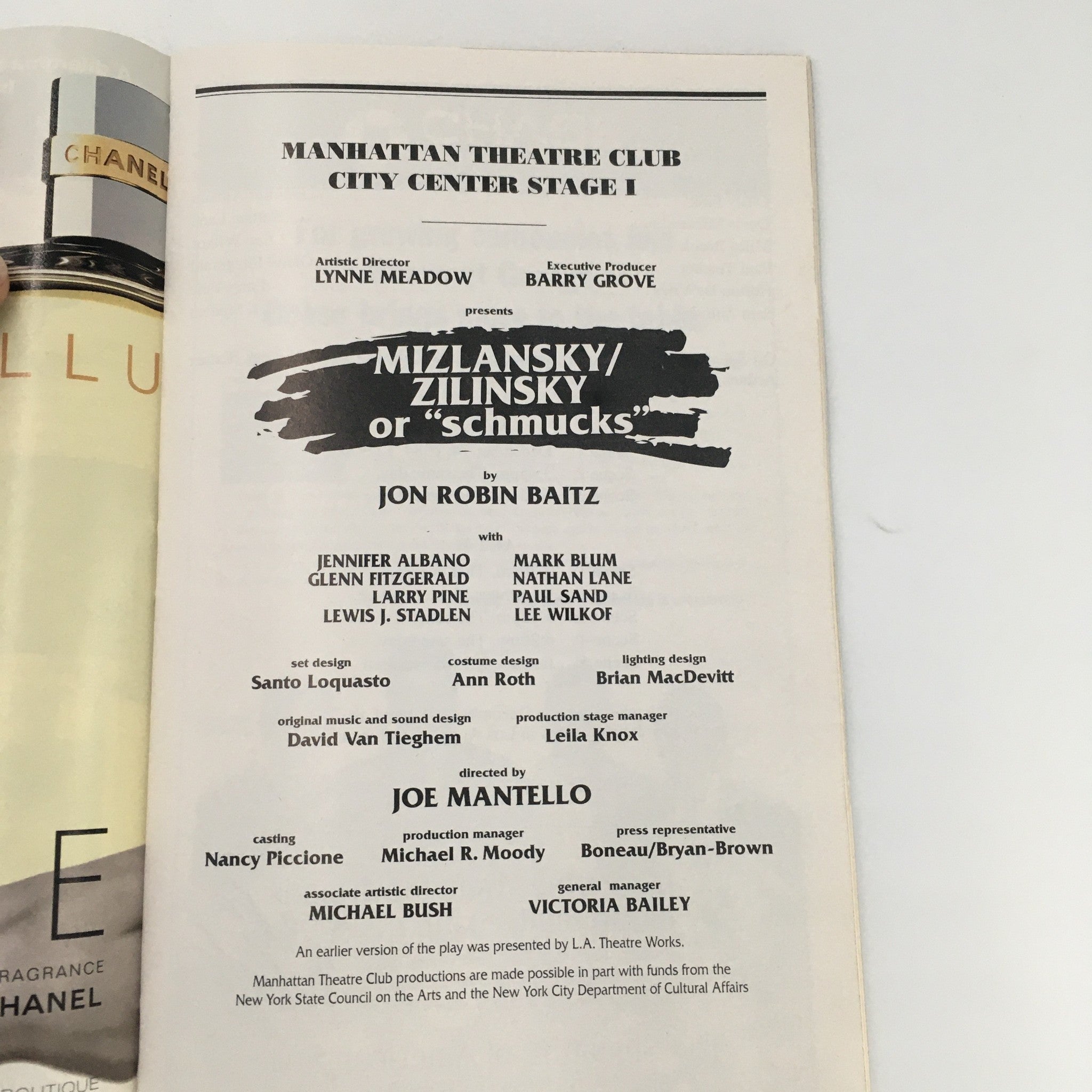 1998 Playbill Manhattan Theatre Club 'Mizlansky Zilinsky or Schmucks' Paul Sand