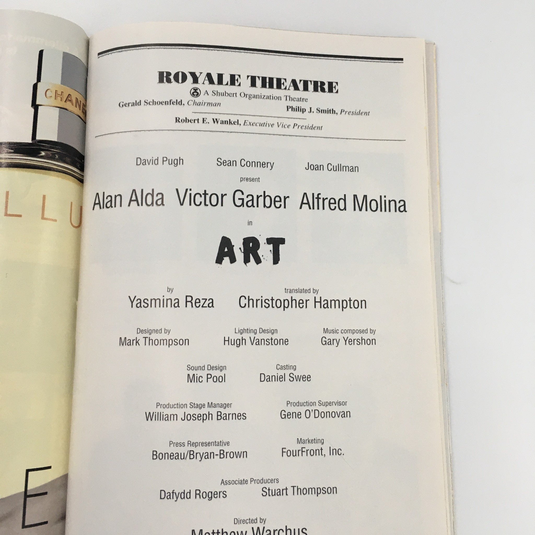 1998 Playbill Royale Theatre 'Art' Alan Alda, Victor Garber, Alfred Molina