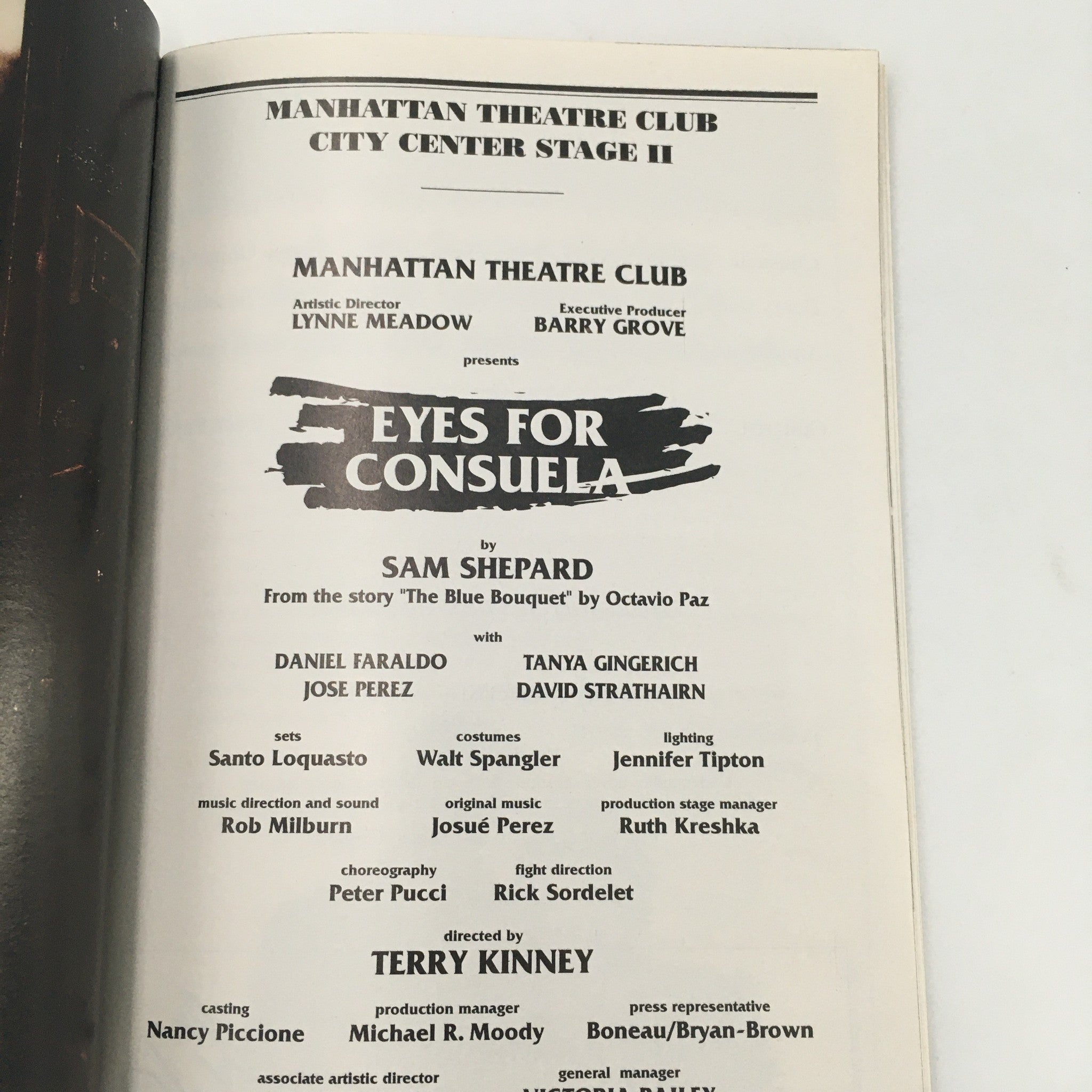 1998 Playbill Manhattan Theatre Club 'Eyes For Consuela' David Strathairn