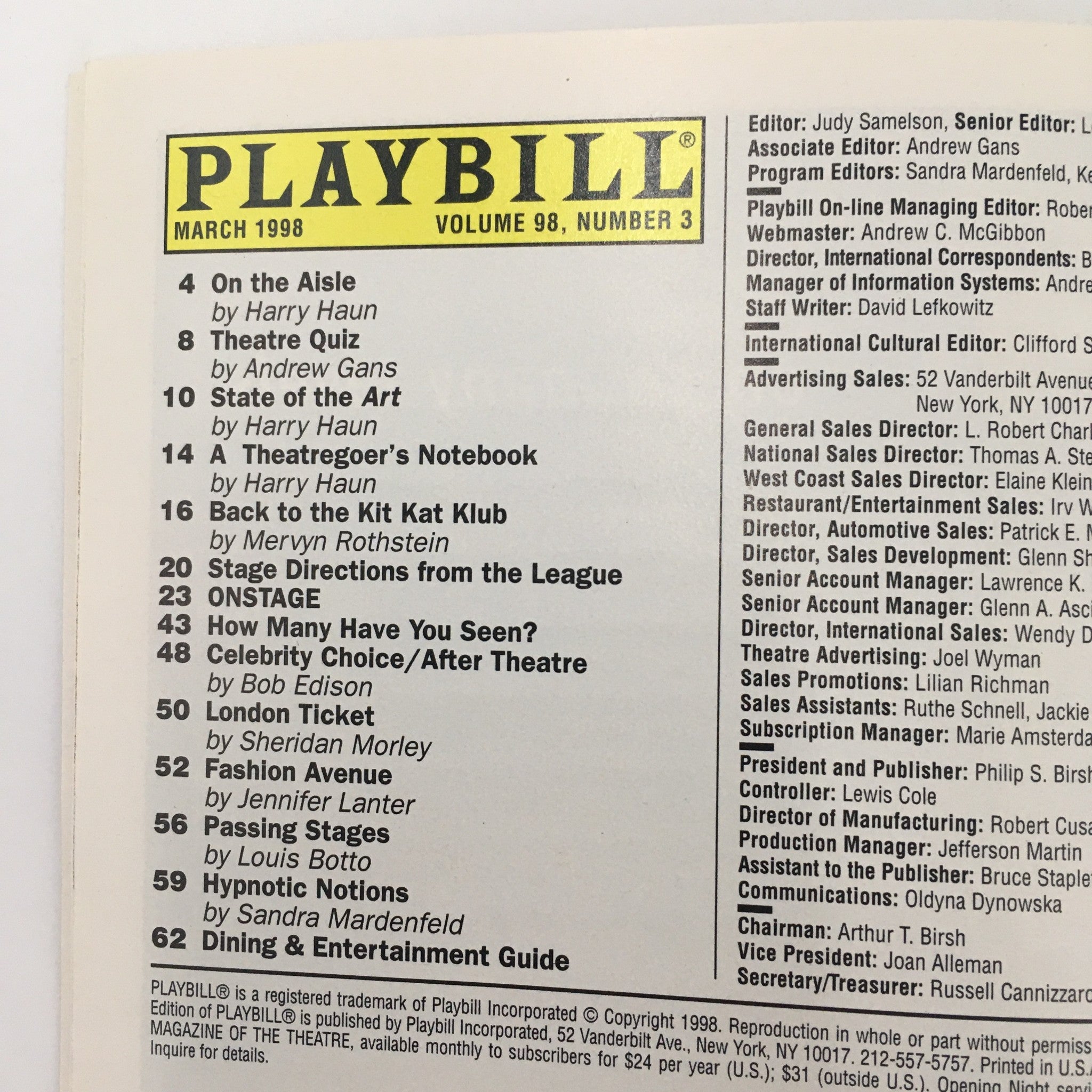 1998 Playbill Lincoln Center Theater 'Ah, Wilderness' Lesliie Lyles Craig Nelson