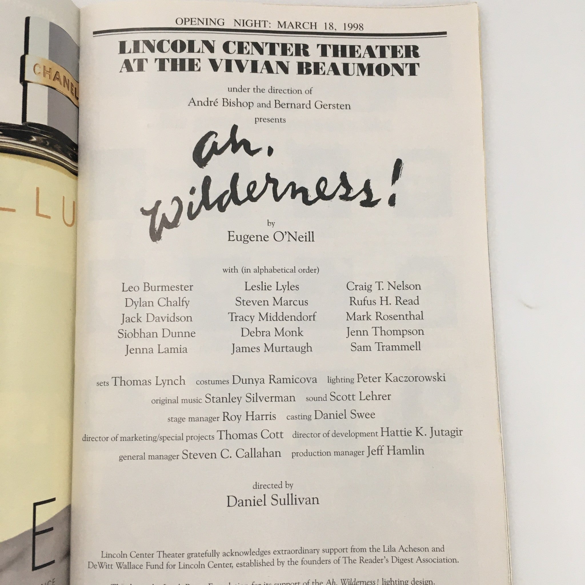 1998 Playbill Lincoln Center Theater 'Ah, Wilderness' Lesliie Lyles Craig Nelson