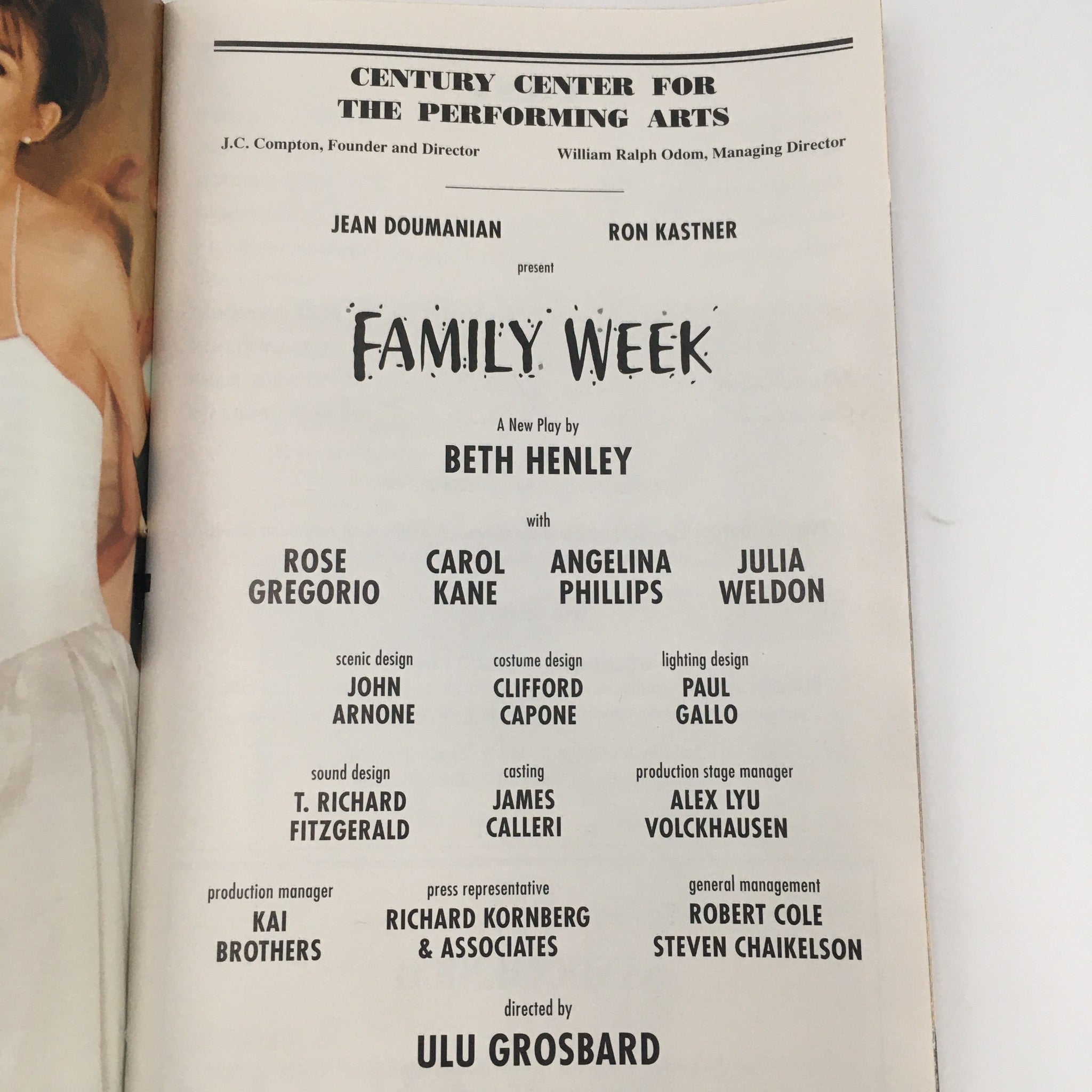 2000 Playbill Century Center For Performing Arts 'Family Week' Rose Gregorio