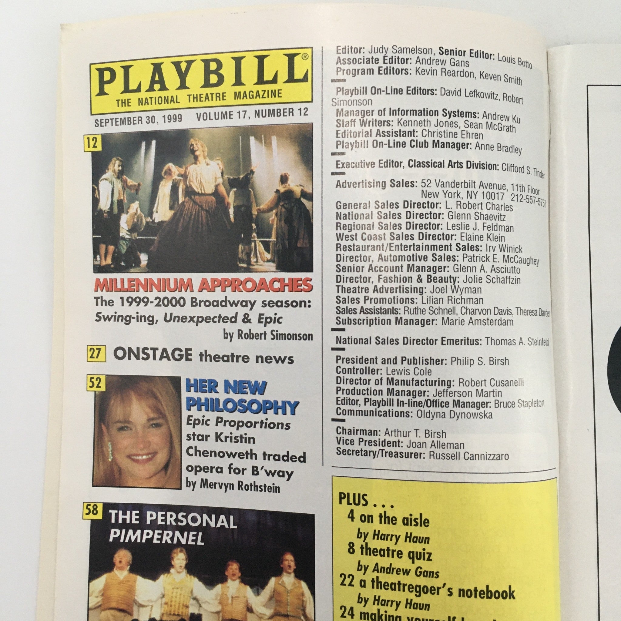 1999 Playbill The Helen Hayes Theatre 'Epic Proportions' Larry Coen, David Crane