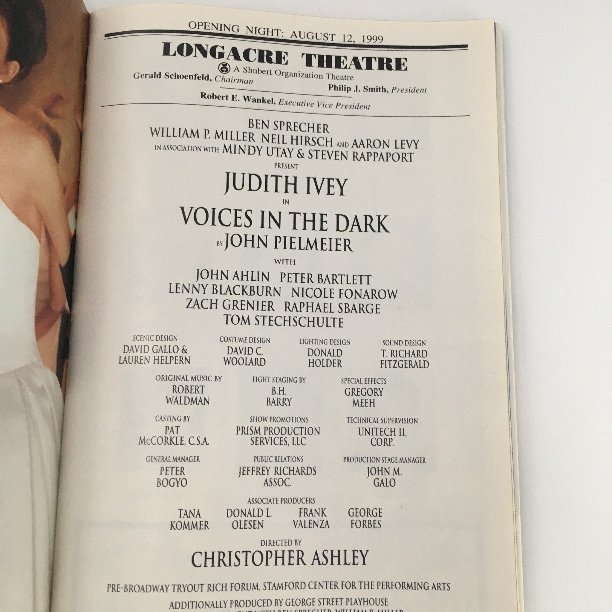 1999 Playbill Longacre Theatre 'Voices in the Dark' Judith Ivey, John Ahlin