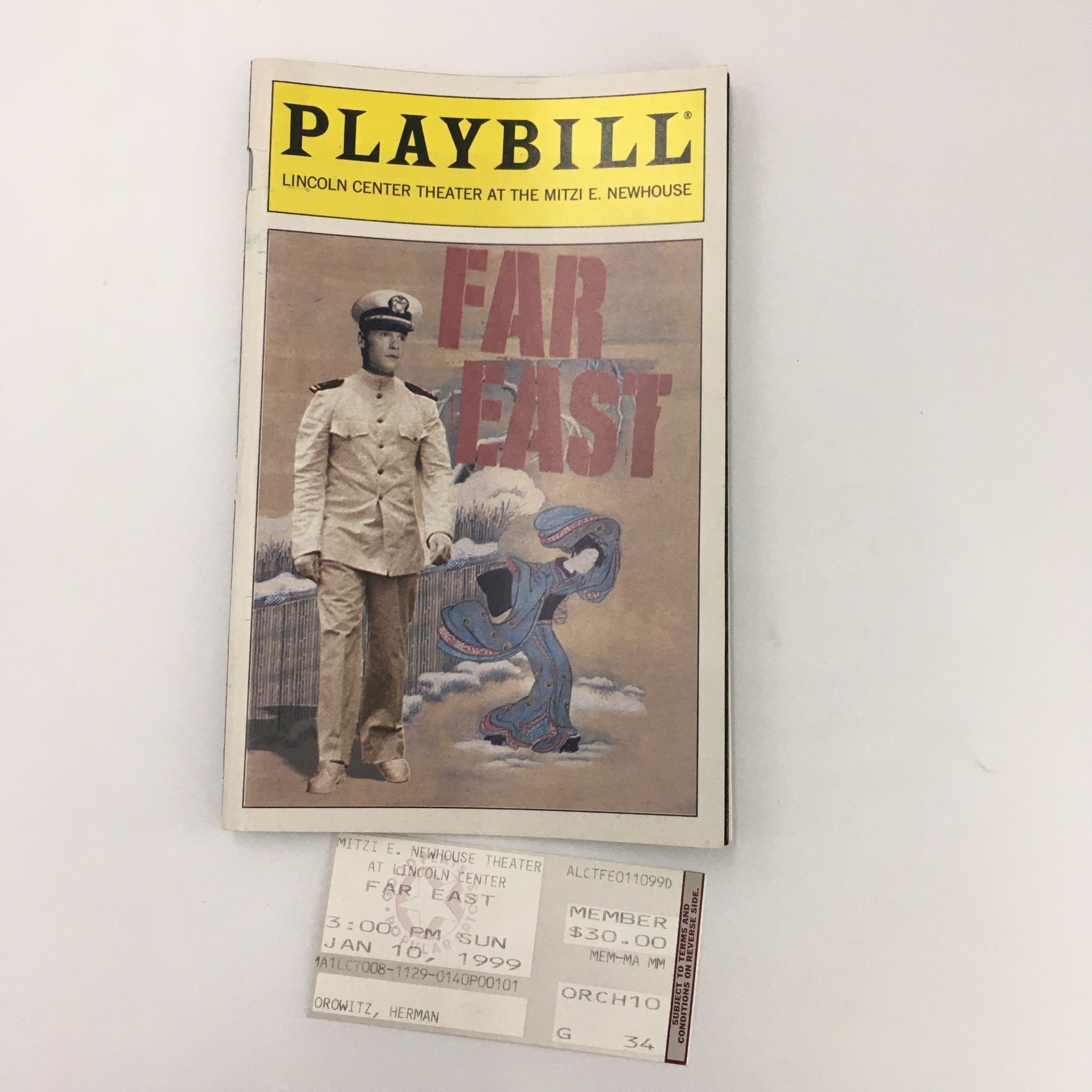 1999 Playbill Lincoln Center Theater 'Far East' Sonnie Brown, Lisa Emery