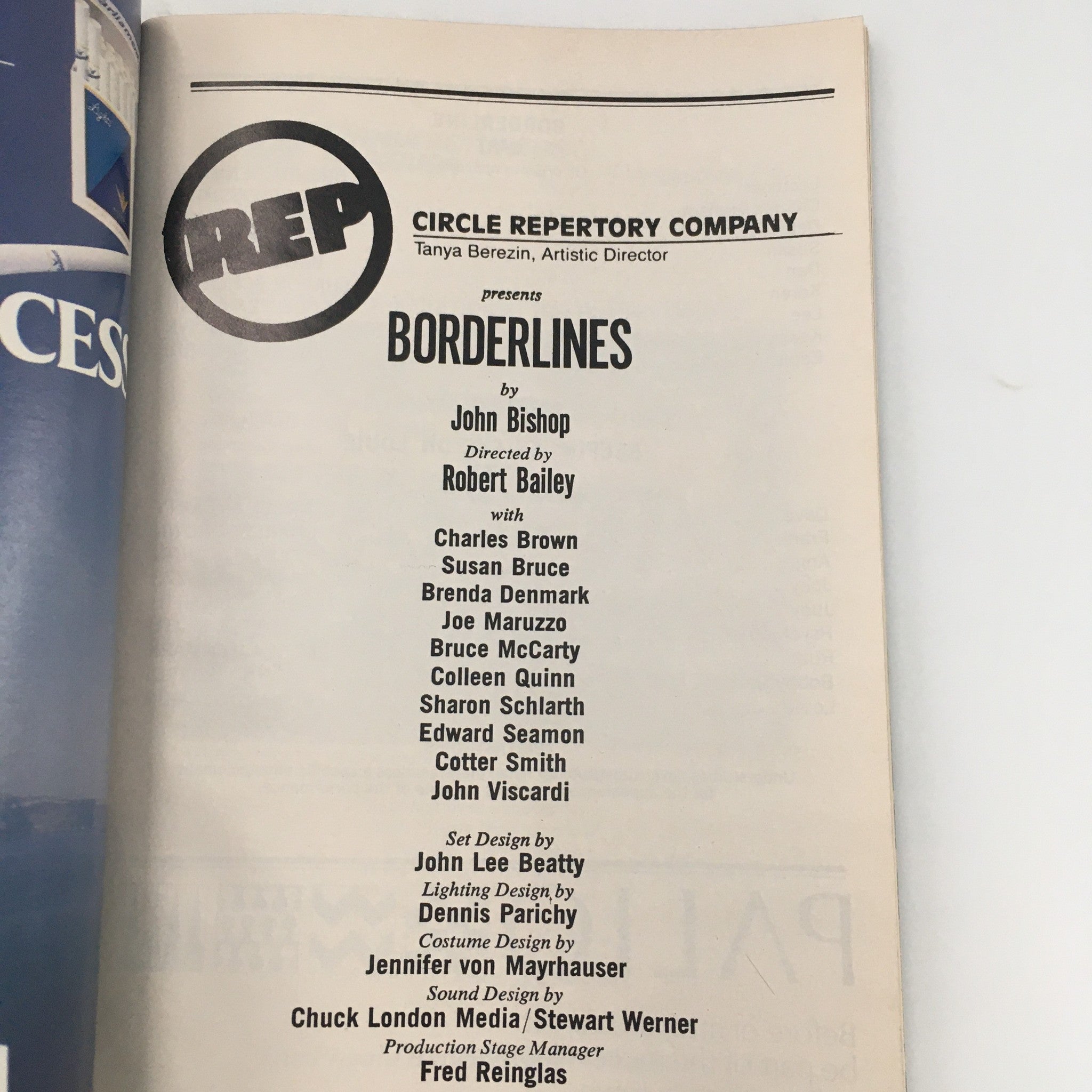 1988 Playbill Circle Repertory Company ‘Borderlines’ by John Bishop