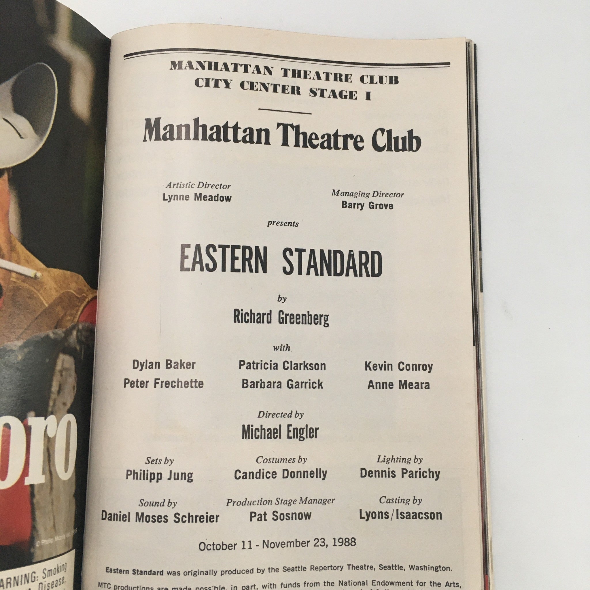 1988 Playbill Manhattan Theatre Club 'Eastern Standard' by Richard Greenberg