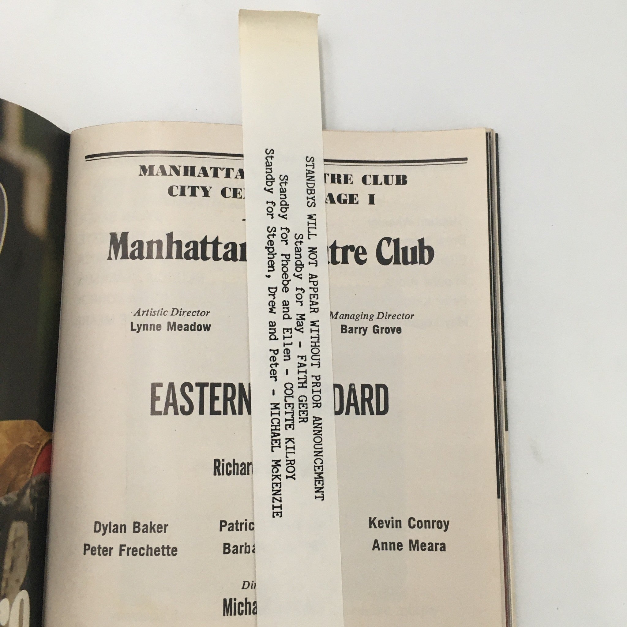 1988 Playbill Manhattan Theatre Club 'Eastern Standard' by Richard Greenberg