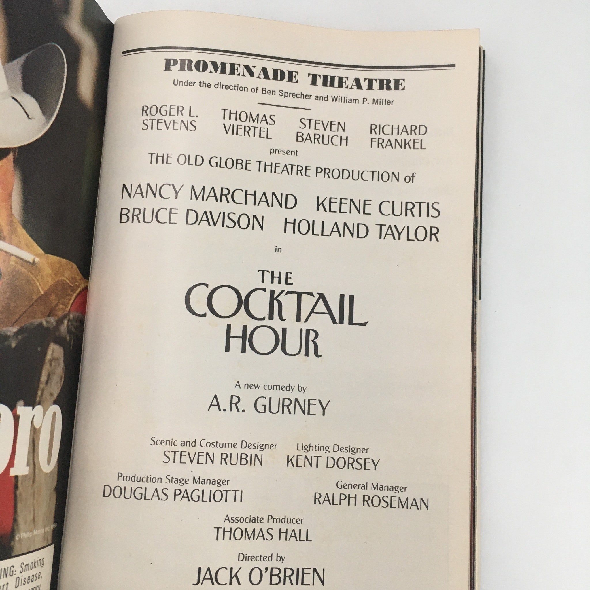 1988 Playbill Promenade Theatre 'The Cocktail Hour' Comedy by A.R. Gurney