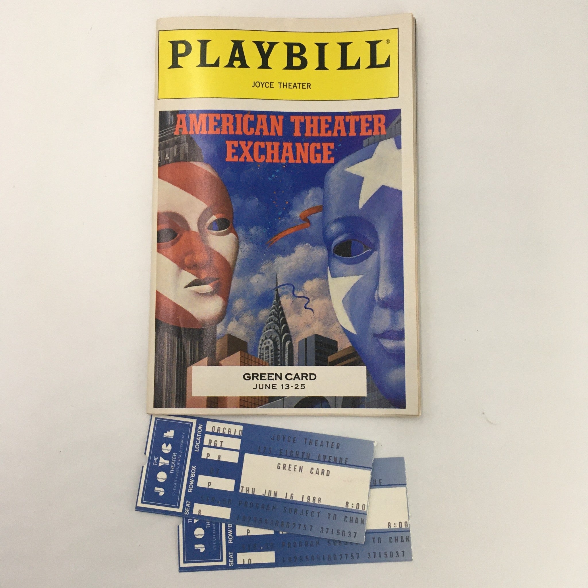 1988 Playbill Joyce Theater ‘Green Card’ Written & Directed by Joanne Akalaitis