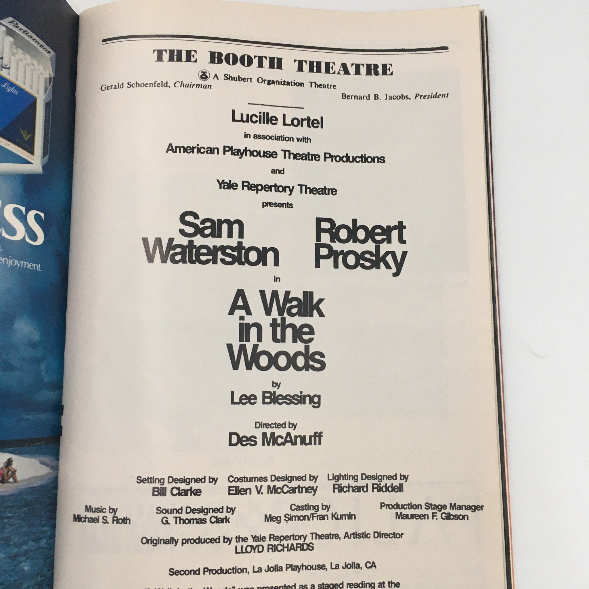 1988 Playbill Booth Theatre ‘A Walk in the Woods’ by Lee Blessing