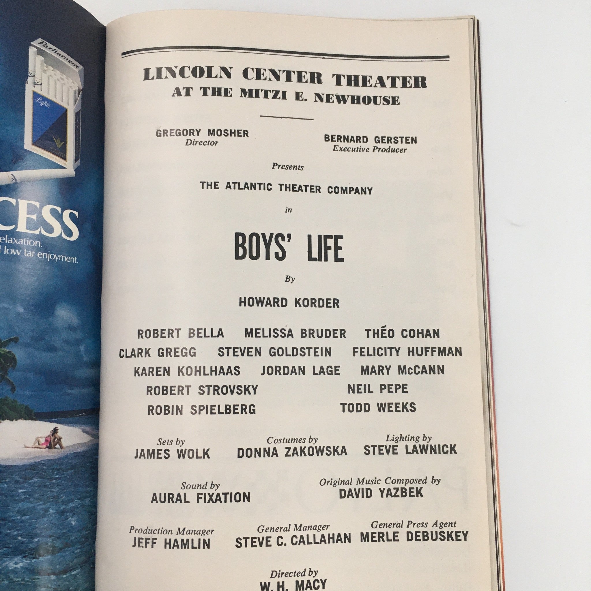 1988 Playbill Lincoln Theatre Mitzi E. Newhouse ‘Boys’ Life’ by Howard Korder