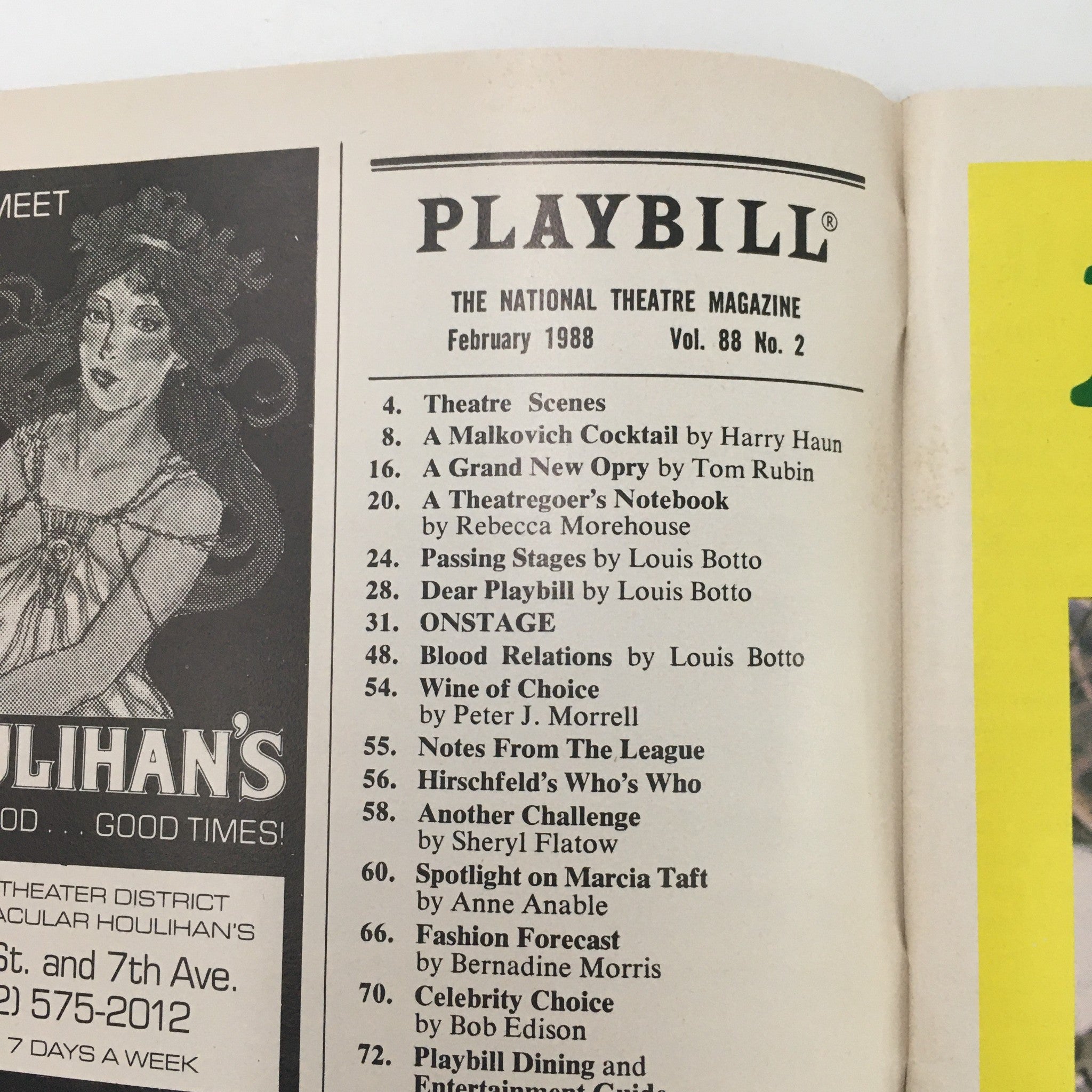 1988 Playbill Susan Stein Shiva Theater ‘American Notes’ by Len Jenkin