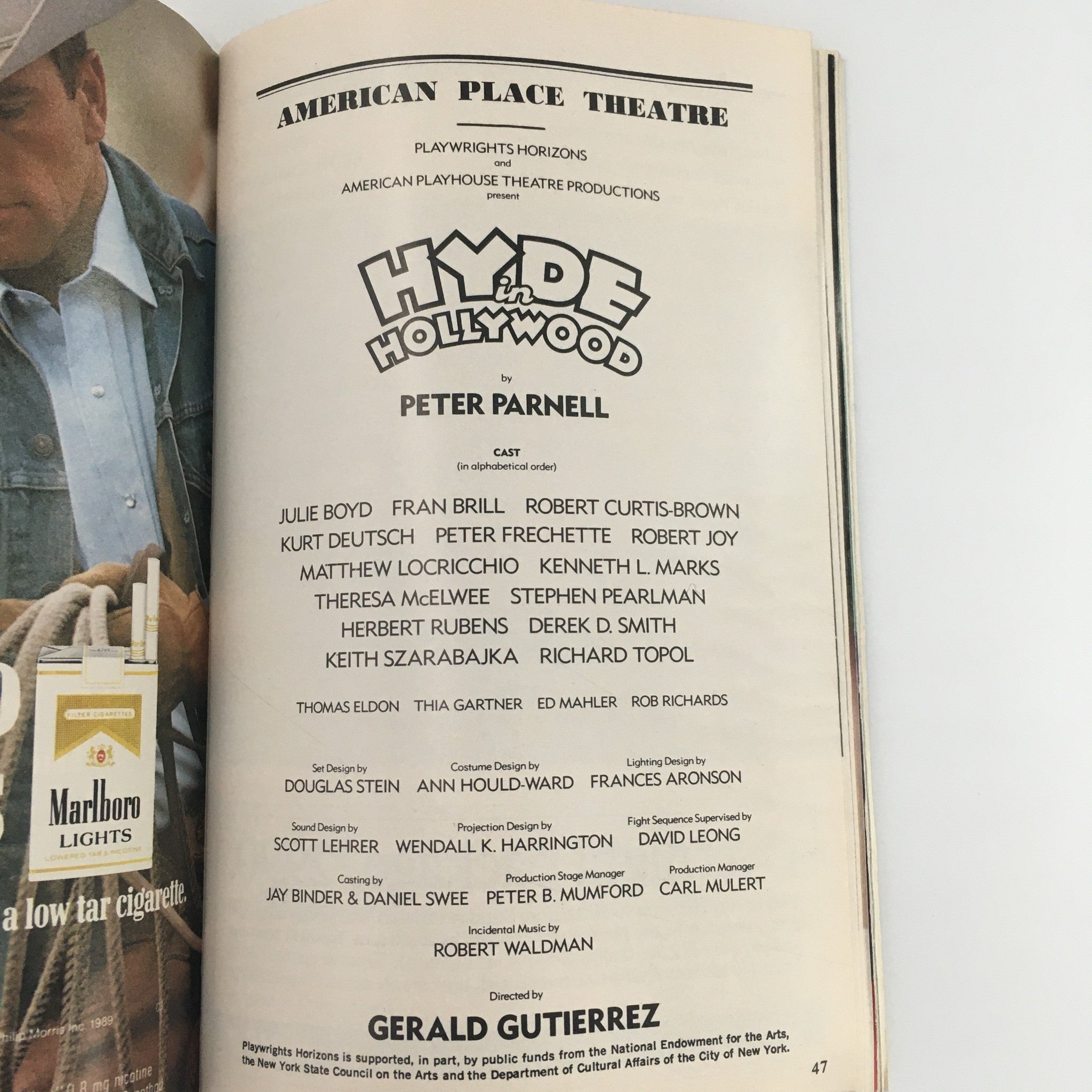 1989 Playbill American Place Theatre ‘Hyde in Hollywood’ by Peter Parnell