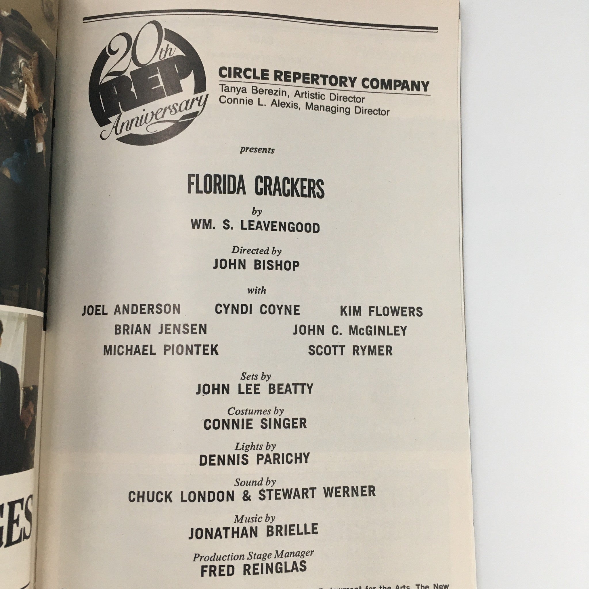 1989 Playbill Circle Repertory Company ‘Florida Crackers’ WM S. Leavengood