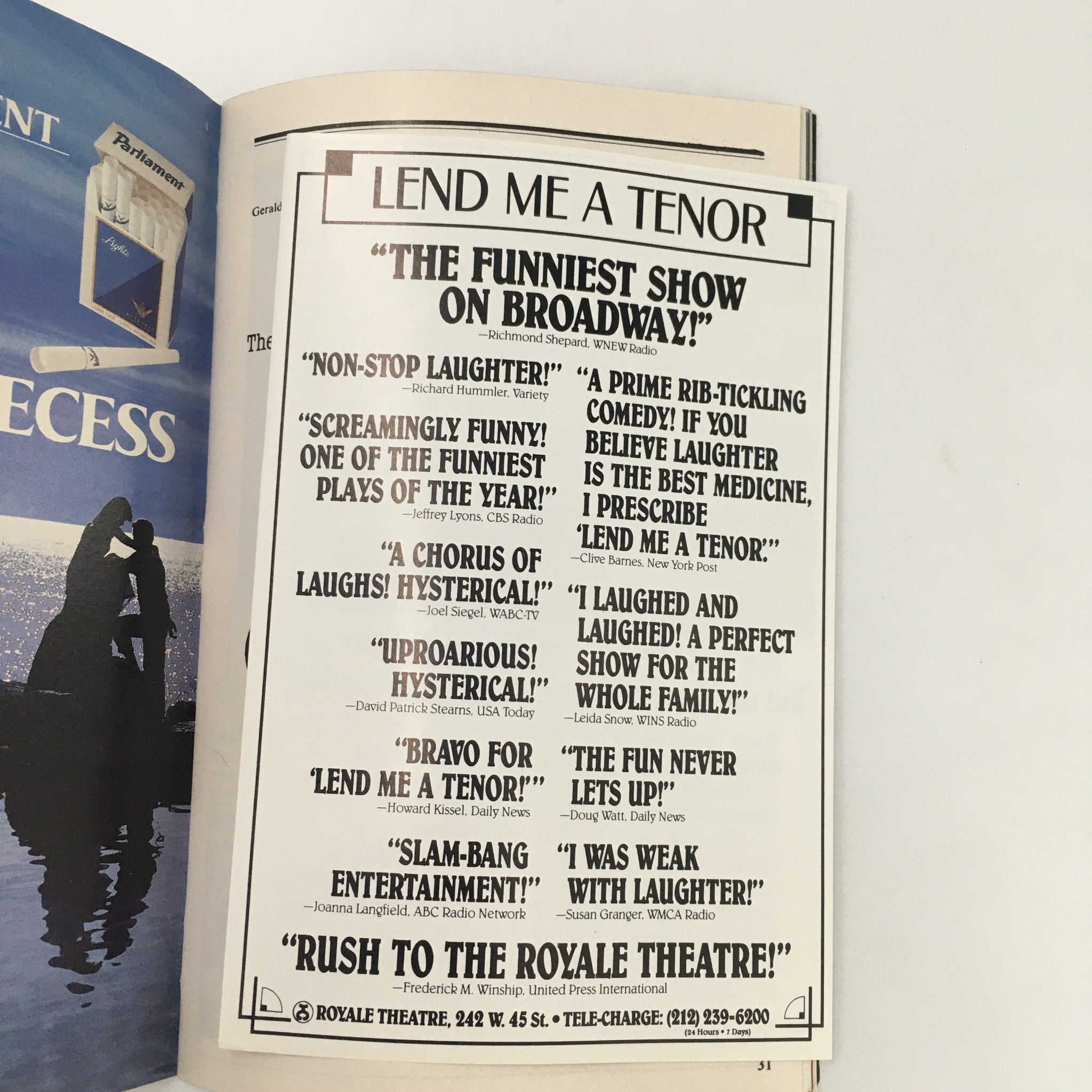 1989 Playbill Booth Theatre ‘Shirley Valentine’ by Willy Russell & Simon Callow