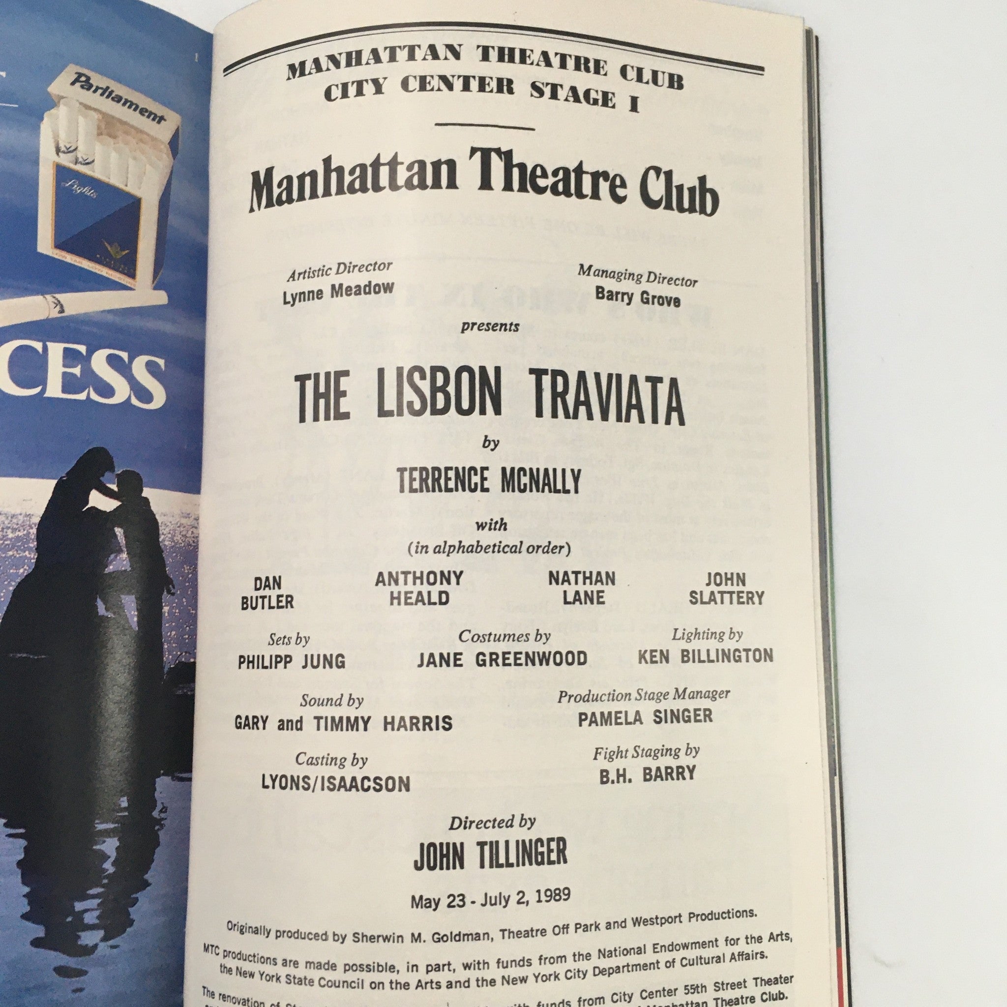 1989 Playbill Manhattan Theatre Club ‘The Lisbon Traviata’ Terrence McNally