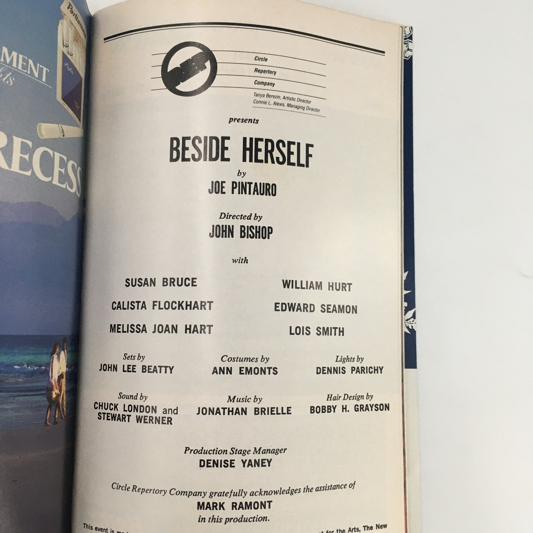 1989 Playbill Circle Repertory Company 'Beside Herself' by Joe Pintauro