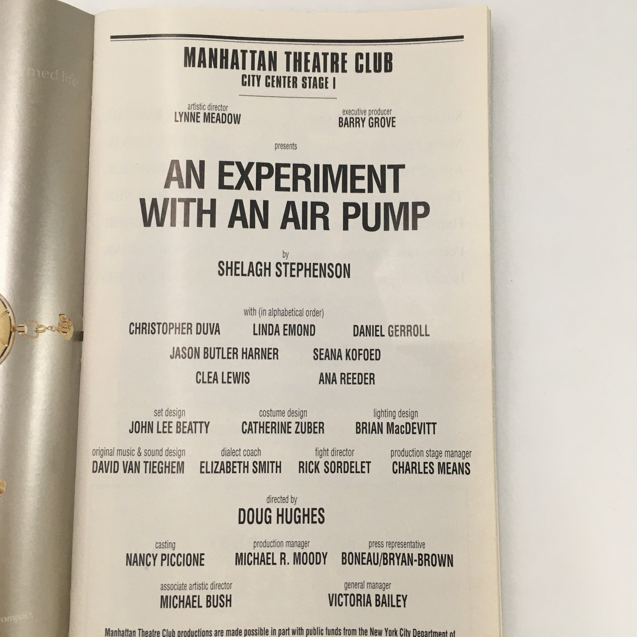 1999 Playbill Manhattan Theatre Club ‘An Experiment With An Air Pump’