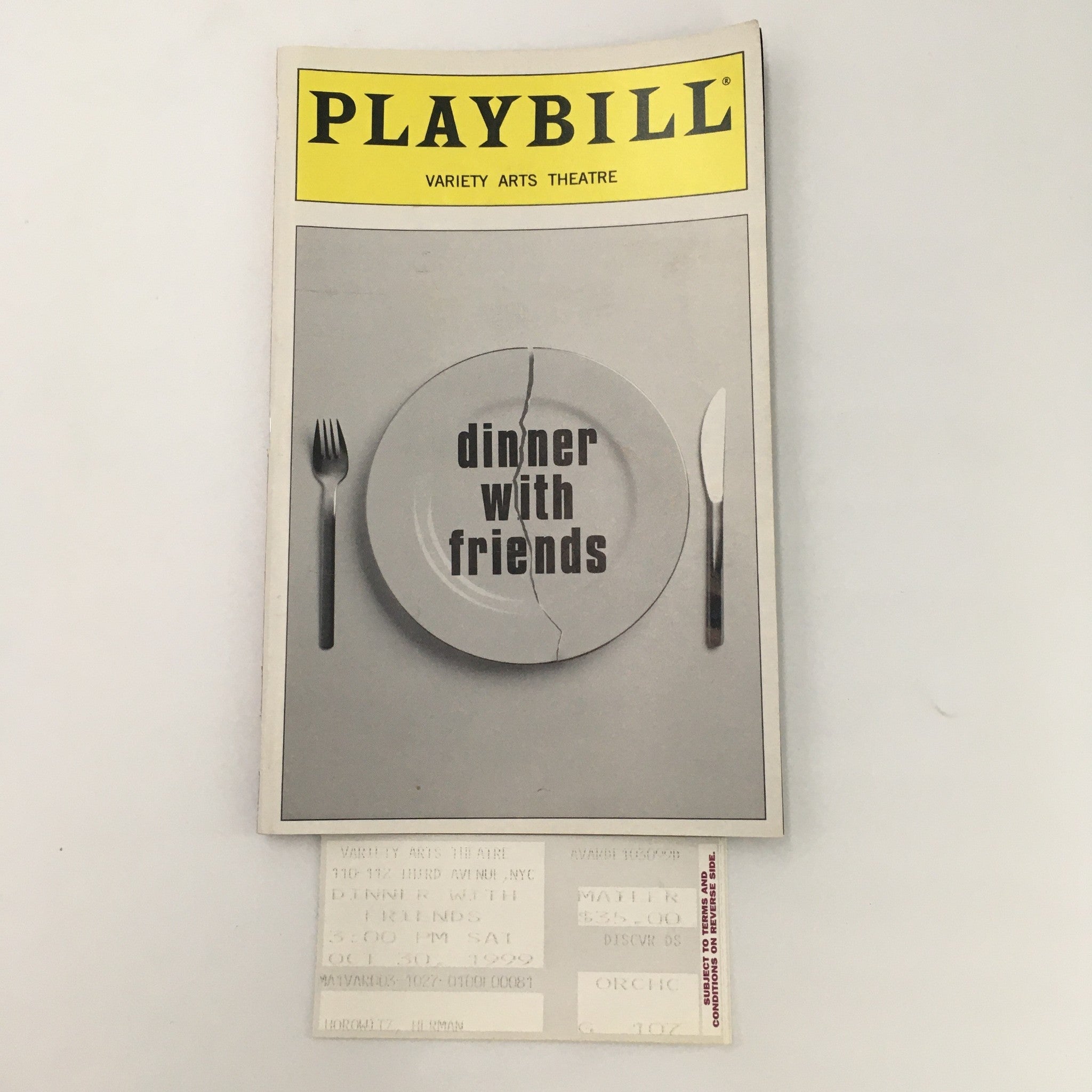 1999 Playbill Variety Arts Theatre ‘Dinner with Friends’ Donald Margulies