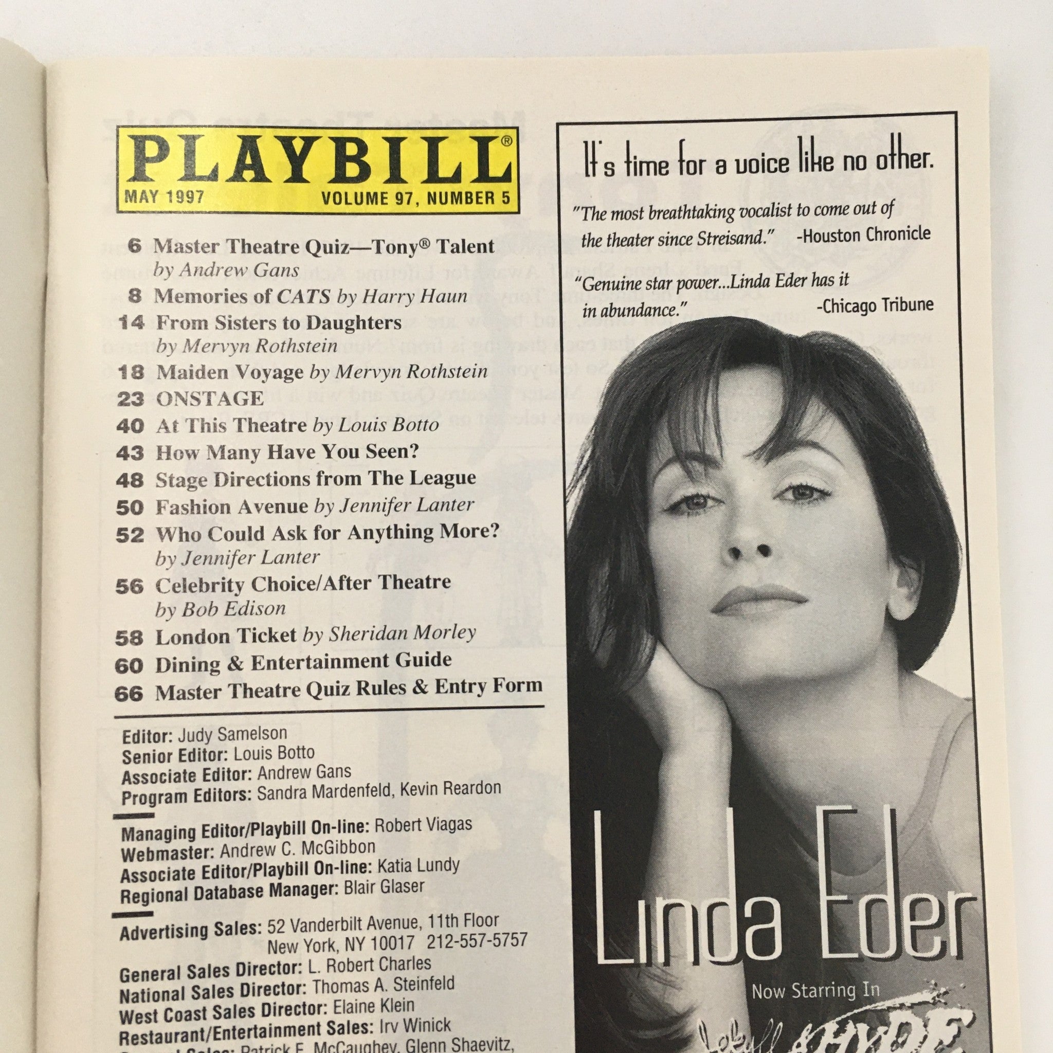 1997 Playbill Vivian Beaumont Theatre 'The Little Foxes' by Lillian Hellman