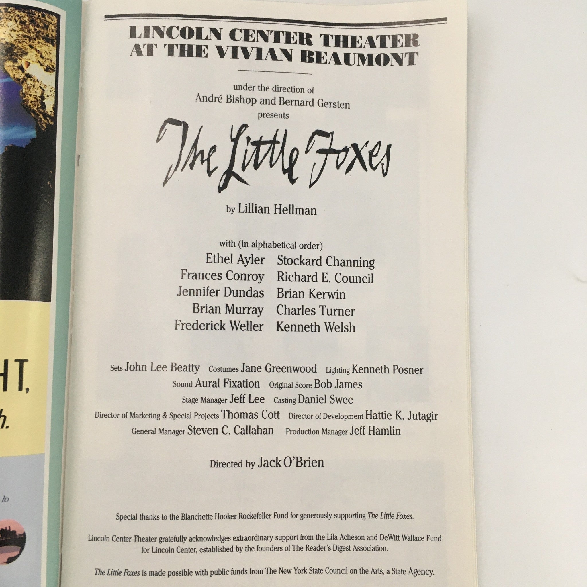 1997 Playbill Vivian Beaumont Theatre 'The Little Foxes' by Lillian Hellman