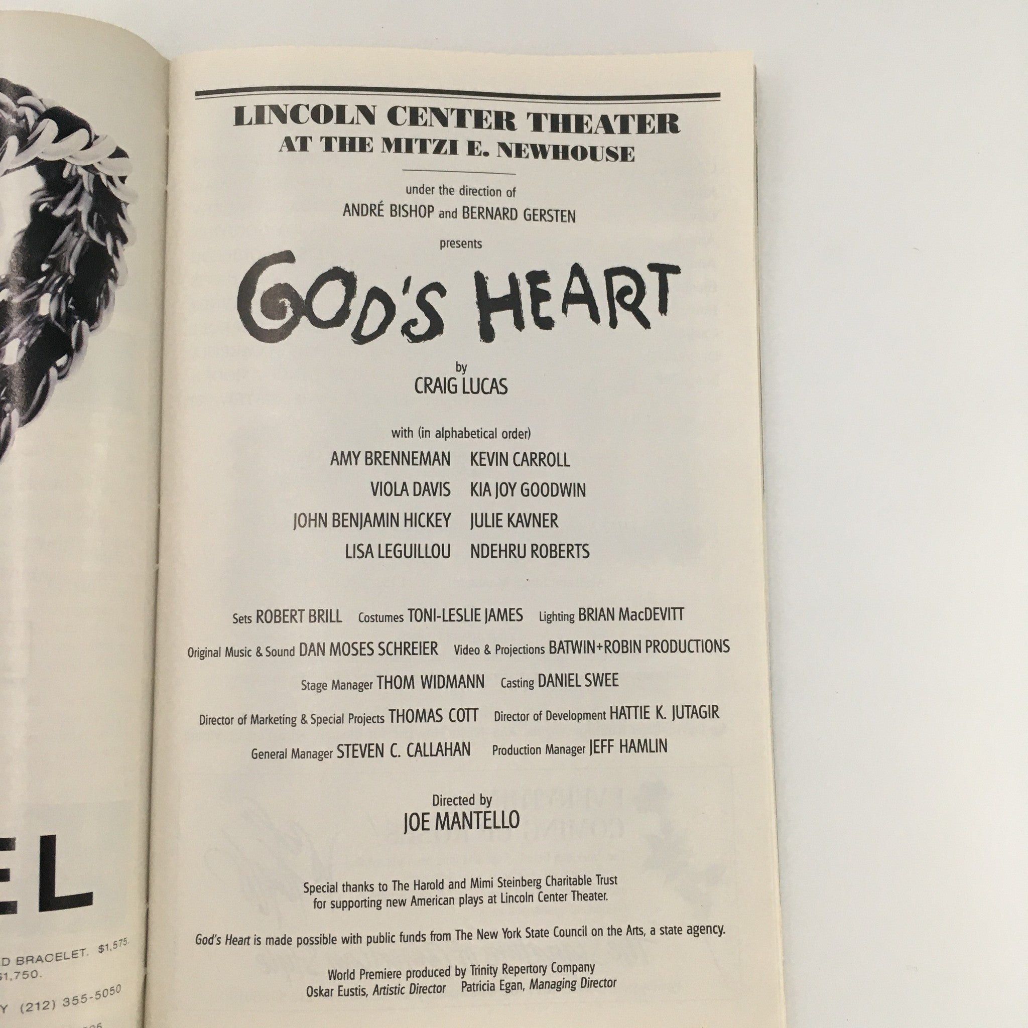 1997 Playbill Lincoln Theater Mitzi E. Newhouse 'God's Heart' by Craig Lucas