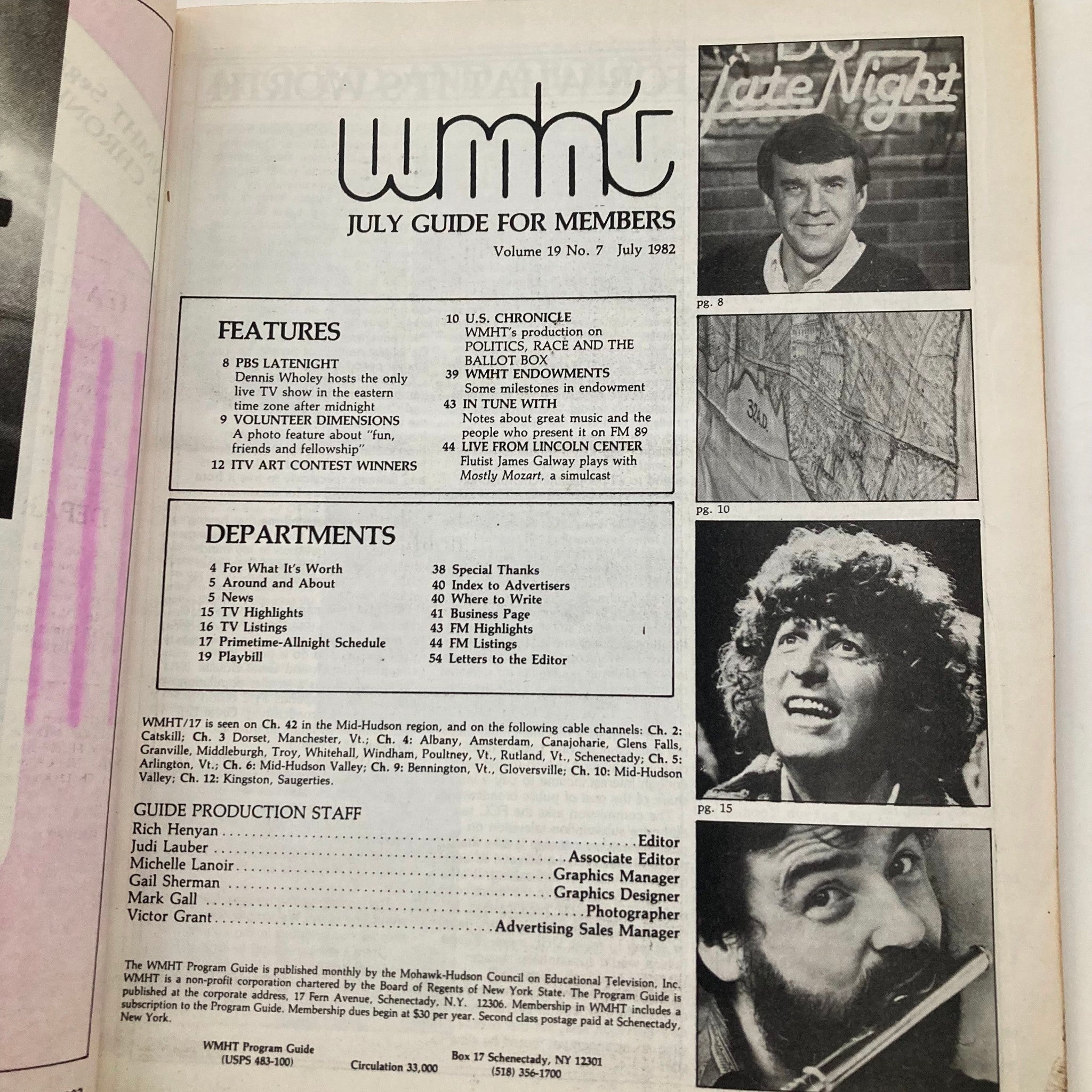 VTG WMHT Program Guide Magazine July 1982 Vol 19 No. 7 Dennis Wholey