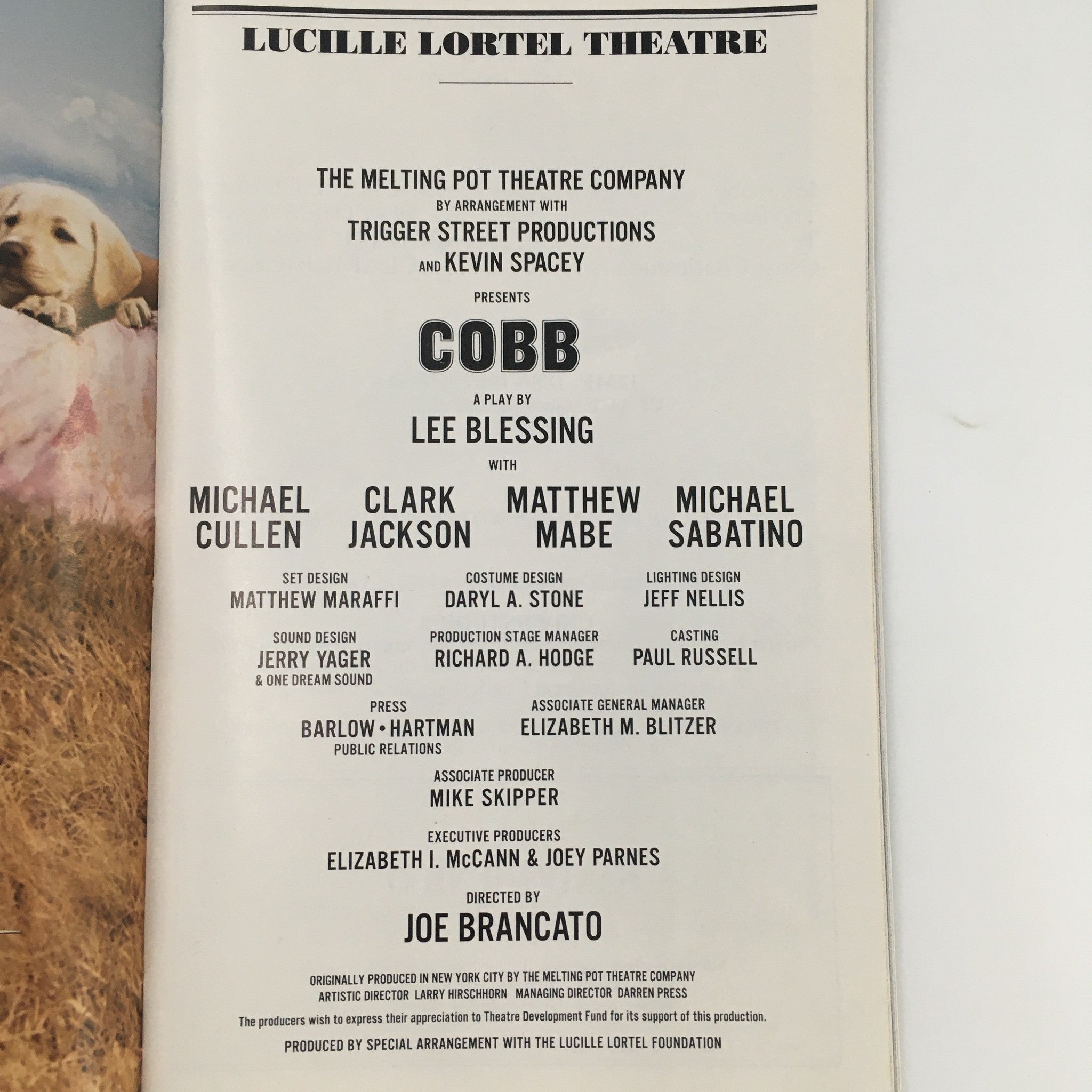 2000 Playbill Lucille Lortel Theatre 'Cobb' a Play by Lee Blessing