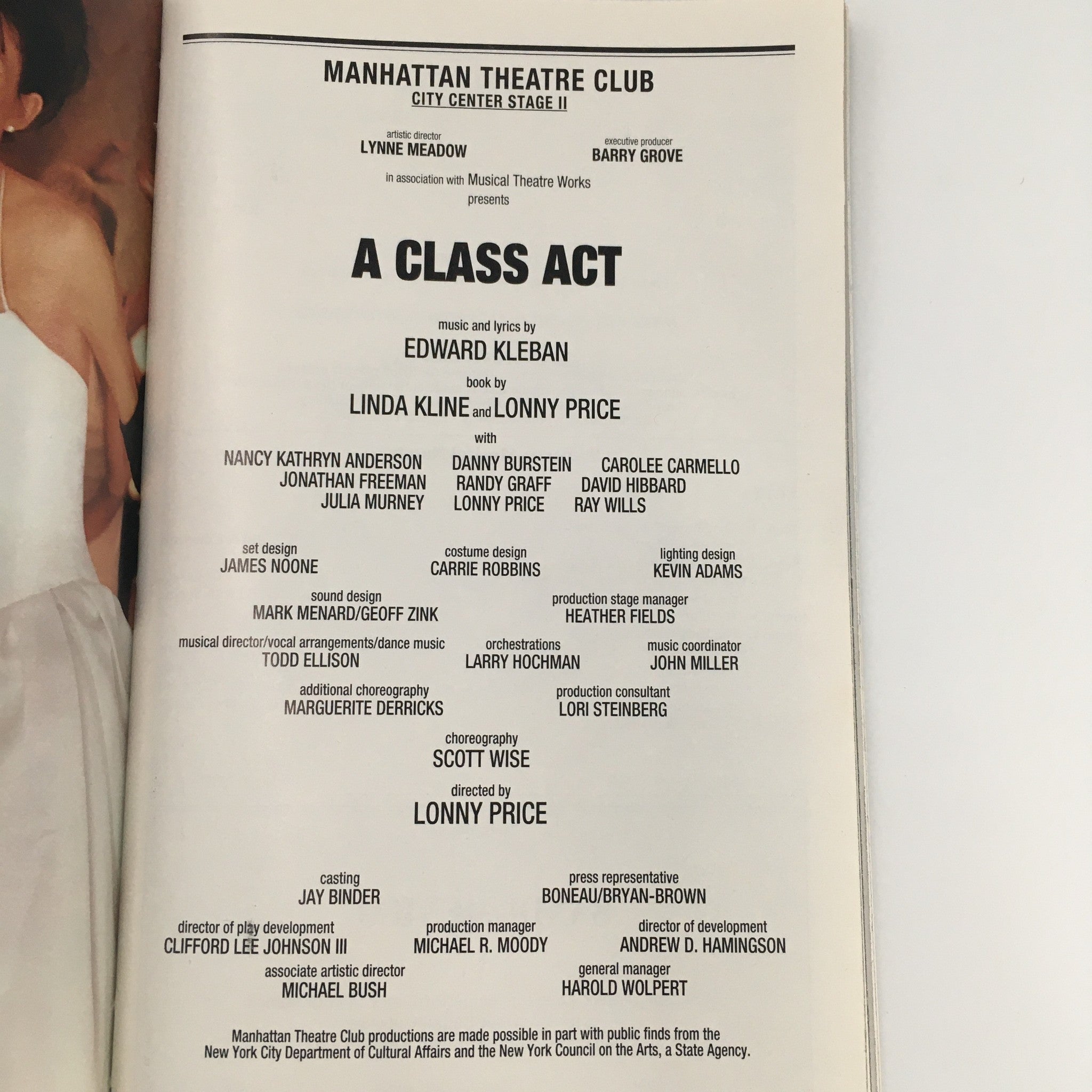 2000 Playbill Manhattan Theatre Club 'A Class Act' Music Lyrics by Edward Kleban