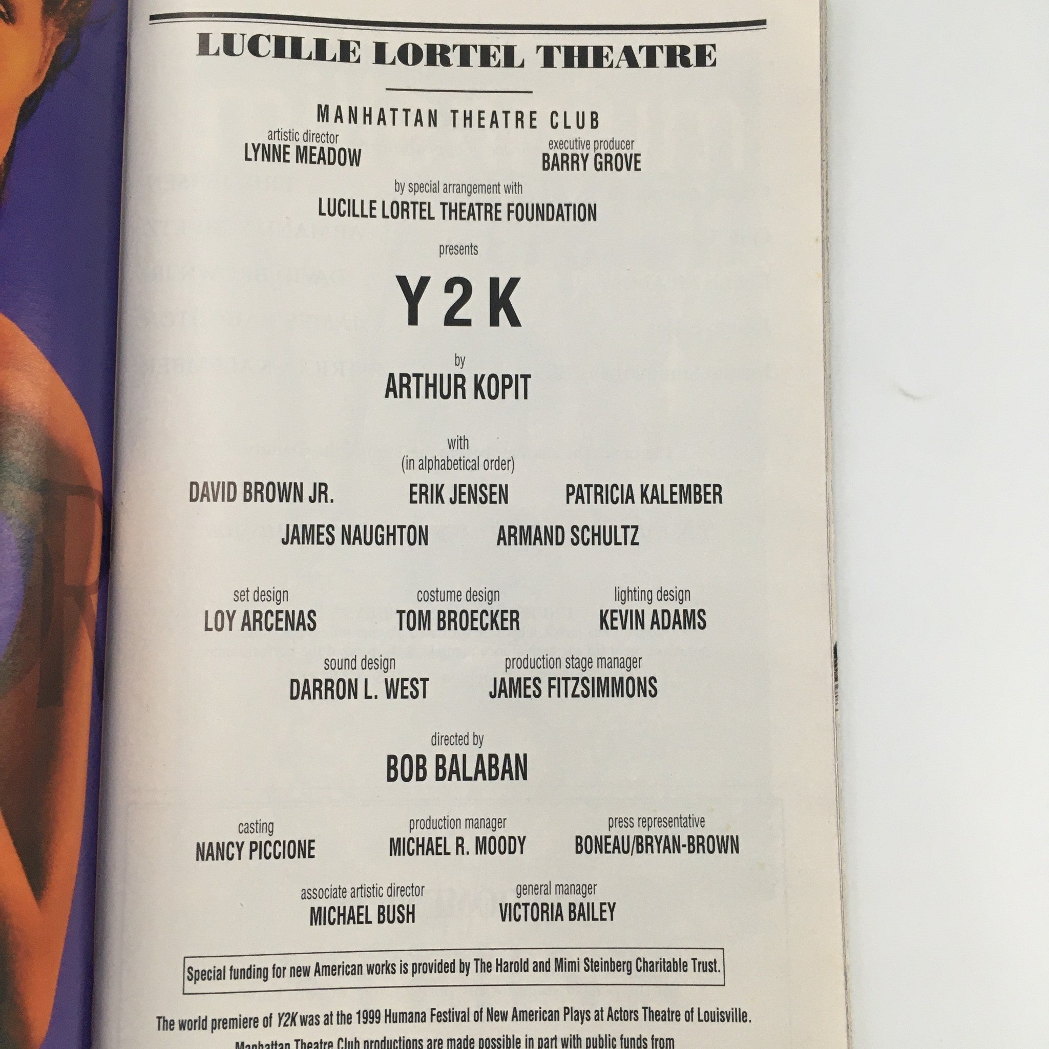 1999 Playbill Lucille Lortel Theatre Foundation ‘Y2K’ by Arthur Kopit