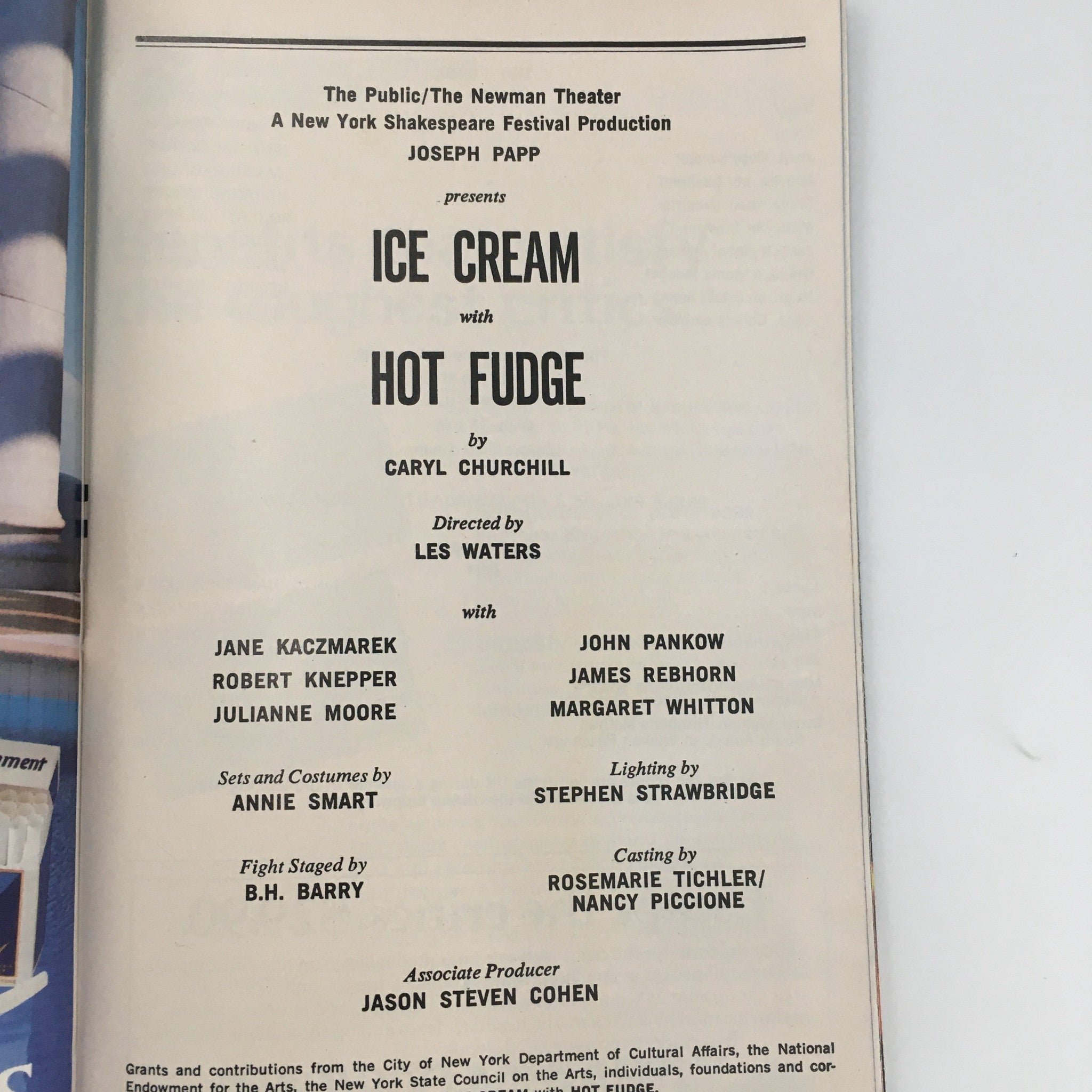 1990 Playbill Newman Theater ‘Ice Cream with Hot Fudge’ by Caryl Churchill