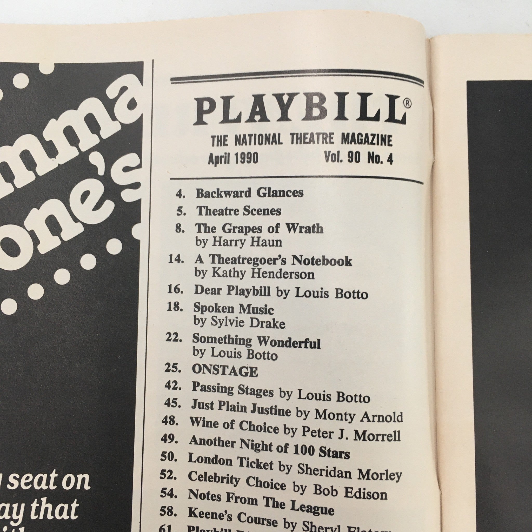 1990 Playbill Lucille Lortel Theatre ‘Mountain’ by Douglas Scott