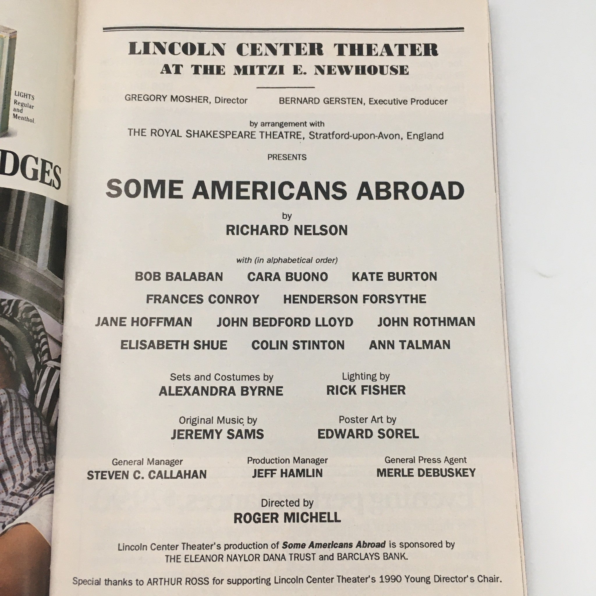 1990 Playbill Mitzi E. Newhouse ‘Some Americans Abroad’ by Richard Nelson