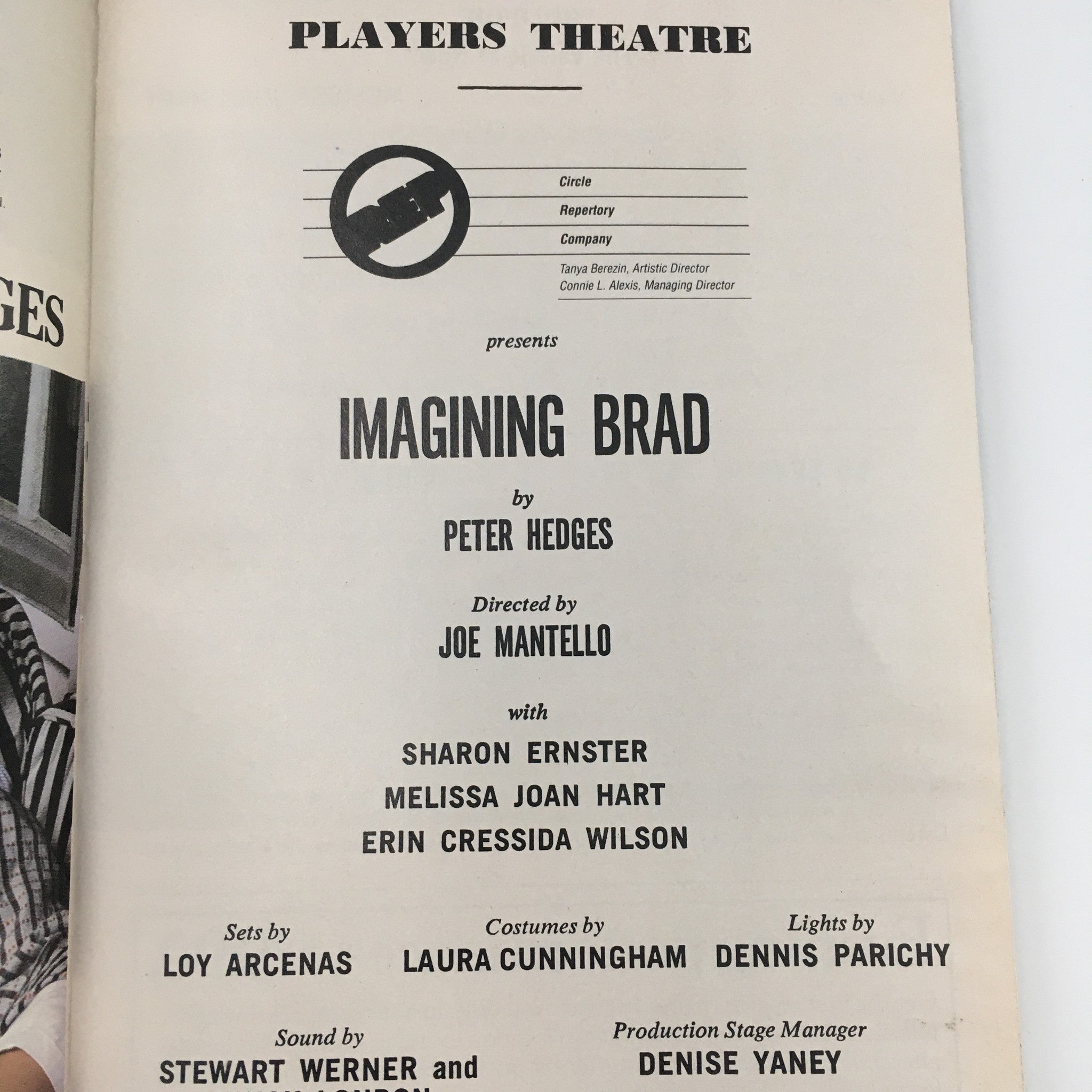 1990 Playbill Circle Repertory Company ‘Imagining Brad’ by Peter Hedges